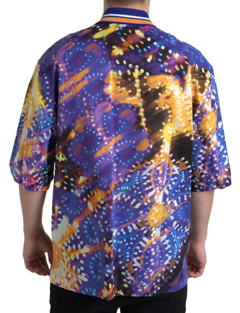 New Dolce & Gabbana Luminaire Print Cotton Polo Top Men Shirt