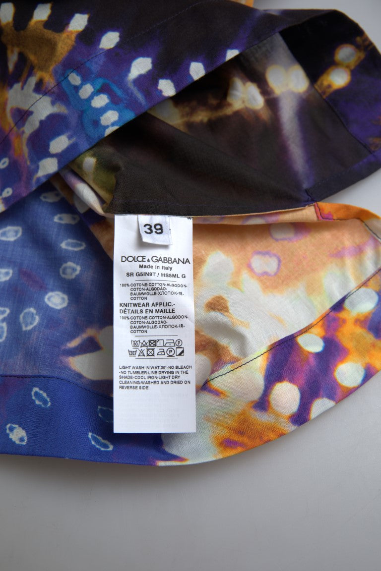 New Dolce & Gabbana Luminaire Print Cotton Polo Top Men Shirt