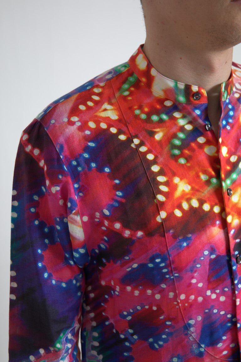 New Dolce & Gabbana Luminarie Print Linen Shirt