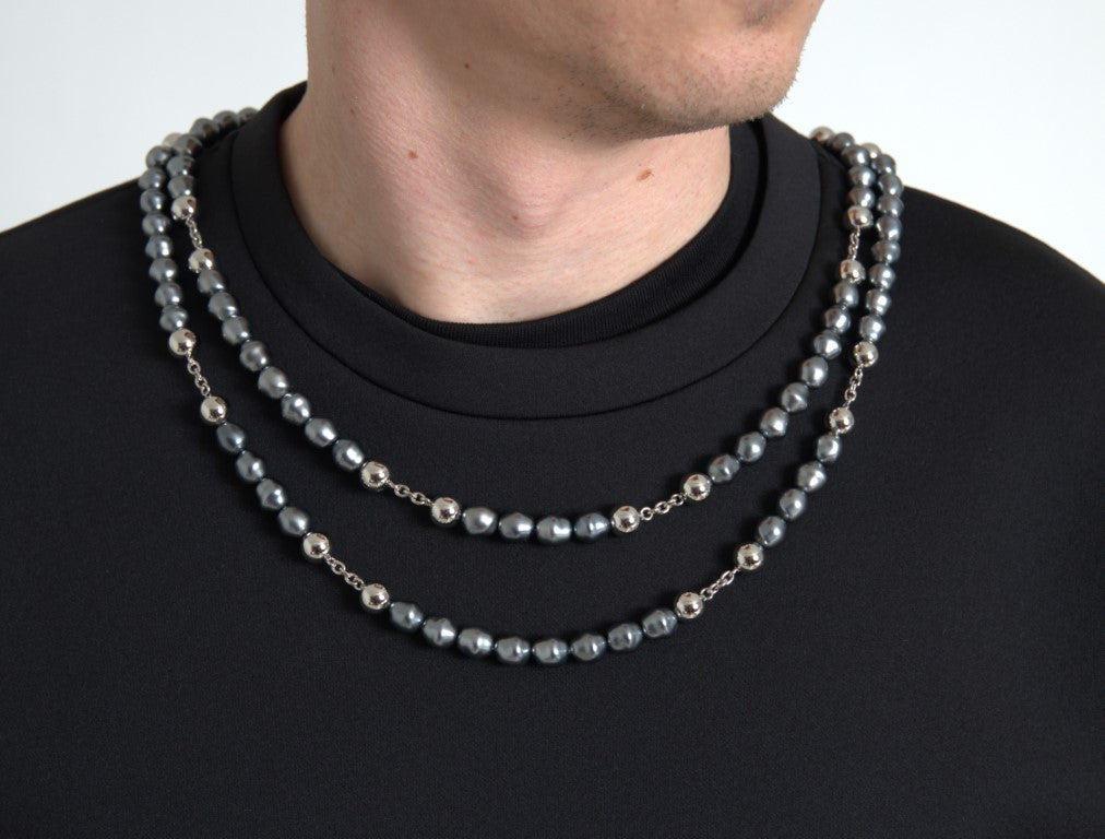 New Dolce & Gabbana Black Necklace Embellished T-shirt