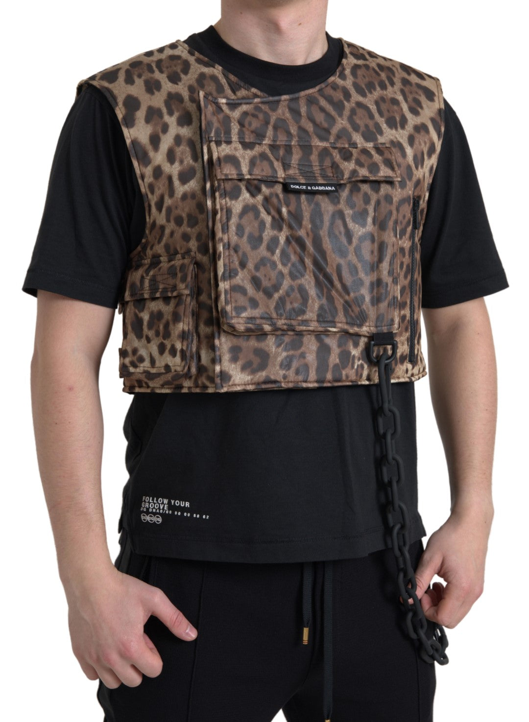 New Dolce & Gabbana Brown Leopard Silk Sleeveless Sportswear