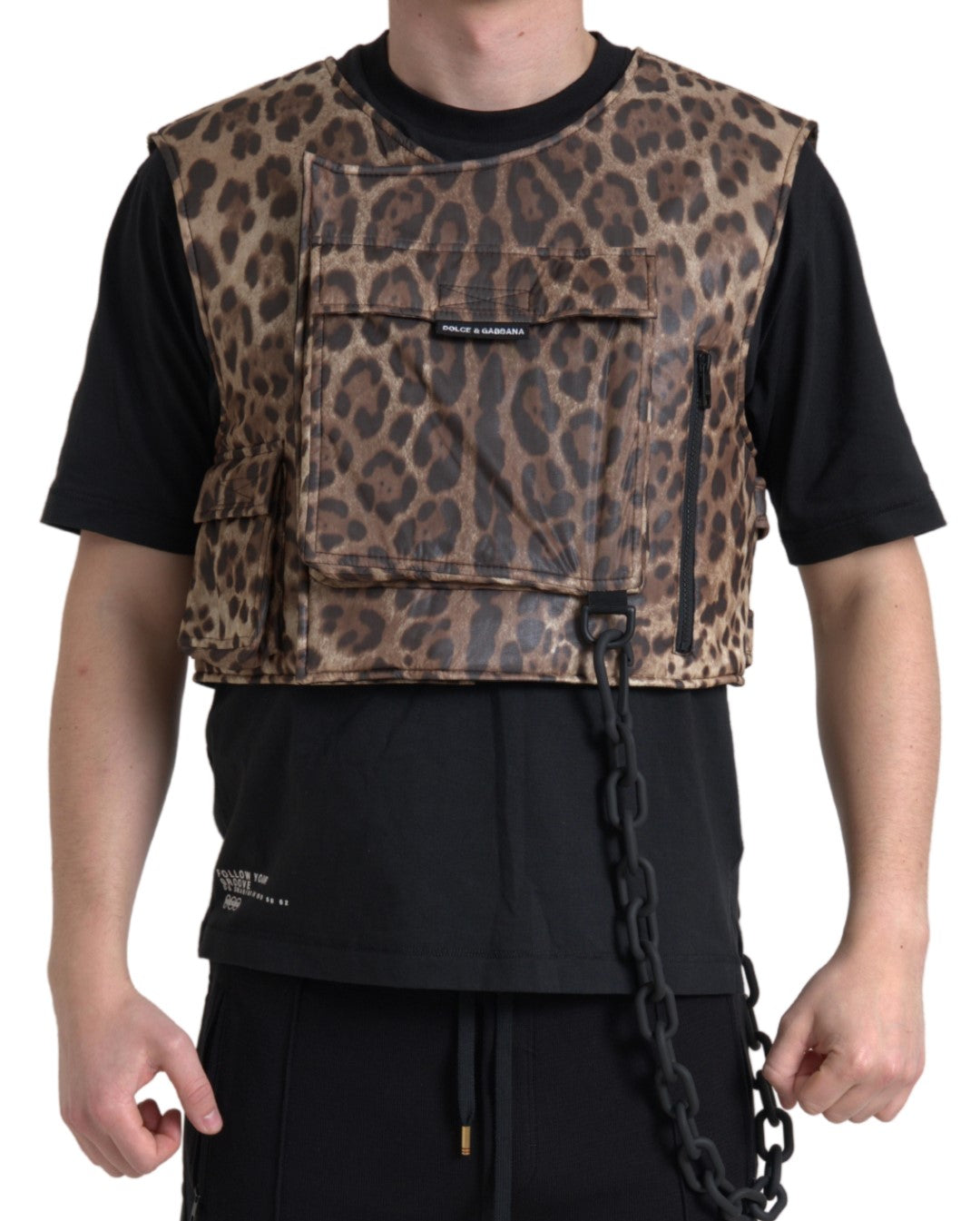 New Dolce & Gabbana Brown Leopard Silk Sleeveless Sportswear
