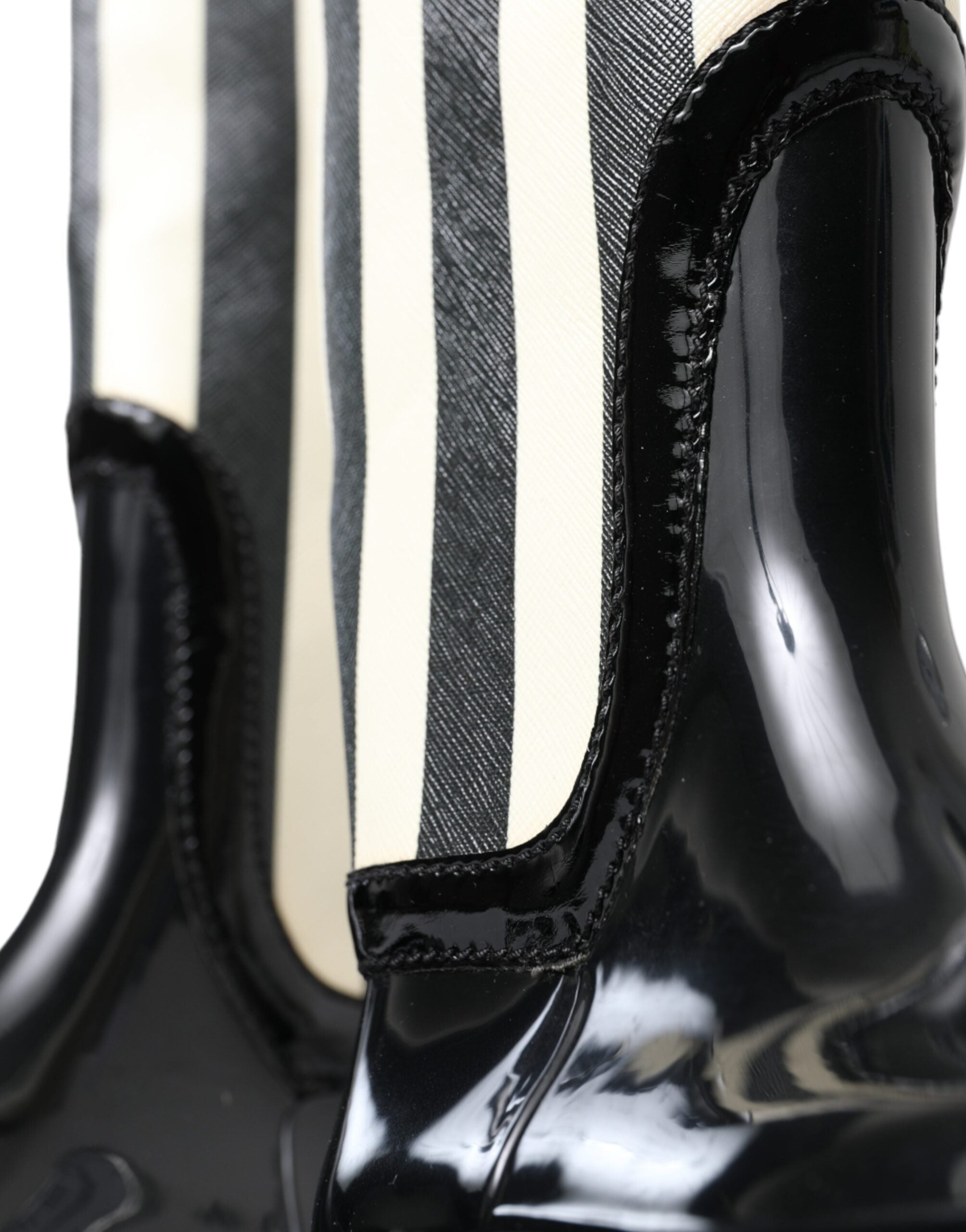 New Dolce & Gabbana Black Rubber Knee High Flat Boots Shoes