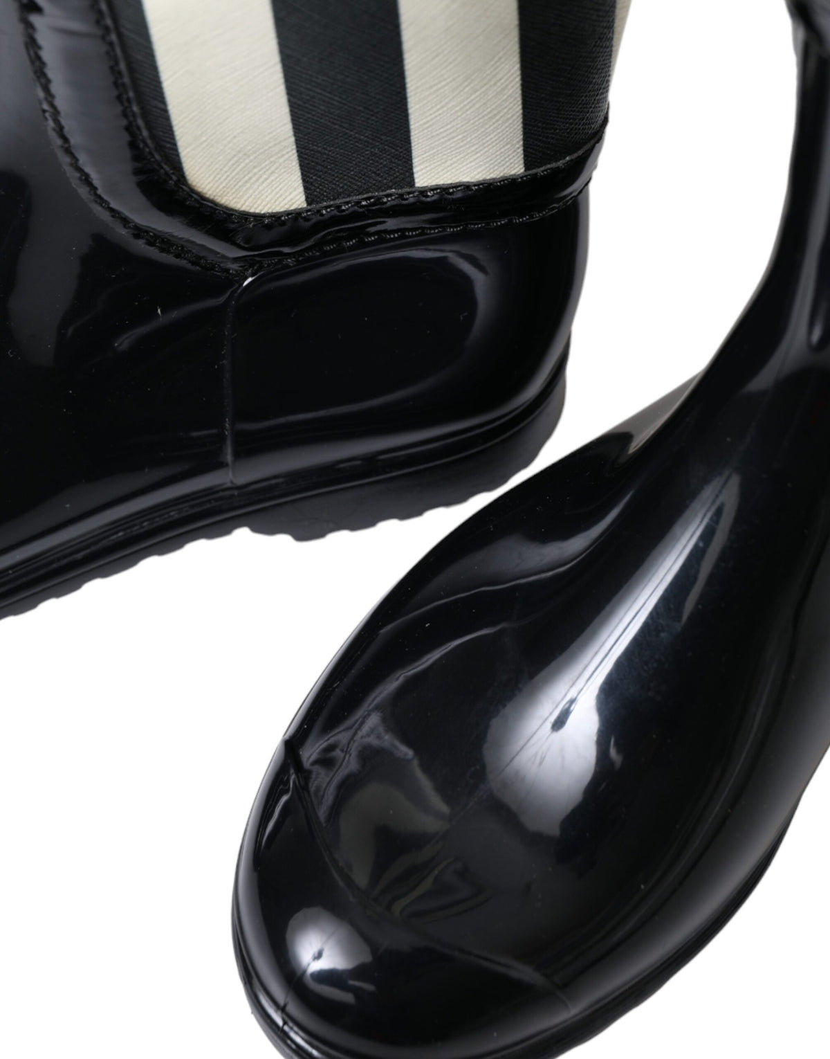New Dolce & Gabbana Black Rubber Knee High Flat Boots Shoes