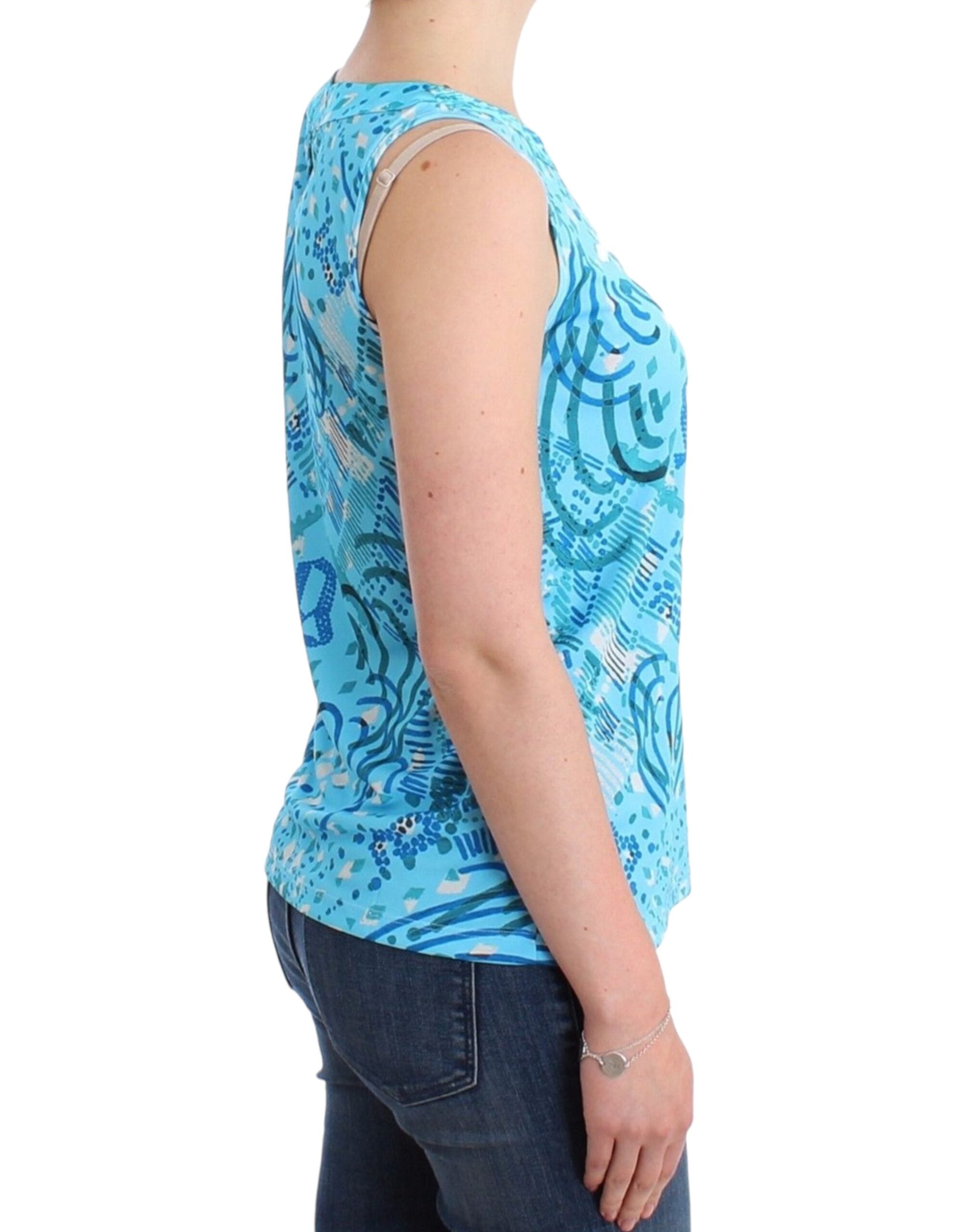 John Galliano Blue printed tank top - PreLoved & Luxe