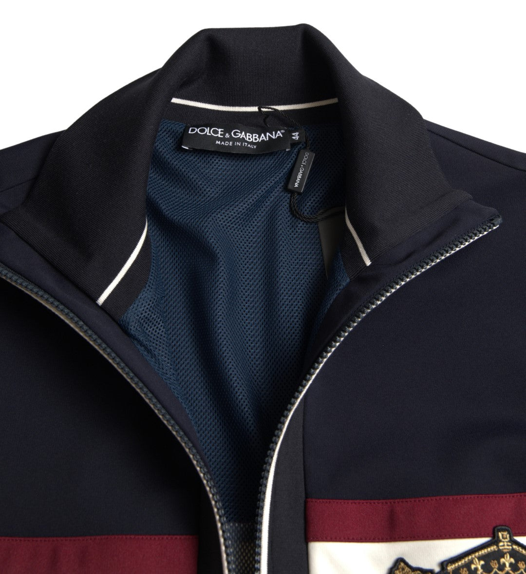 New Dolce & Gabbana Blue Cardigan Heraldic Full Zip Sweater