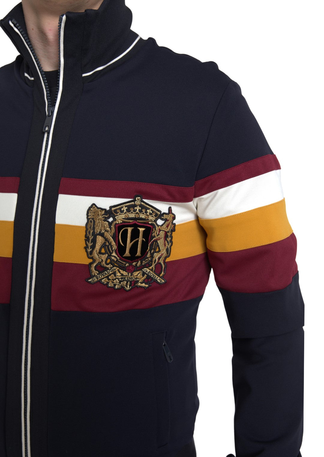 New Dolce & Gabbana Blue Cardigan Heraldic Full Zip Sweater