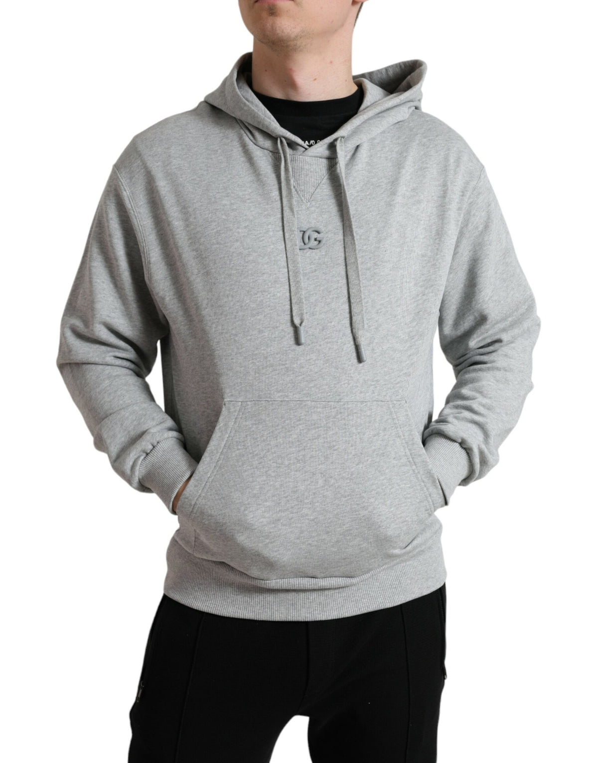 New Dolce & Gabbana Gray Cotton Logo Hooded Sweatshirt Sweater
