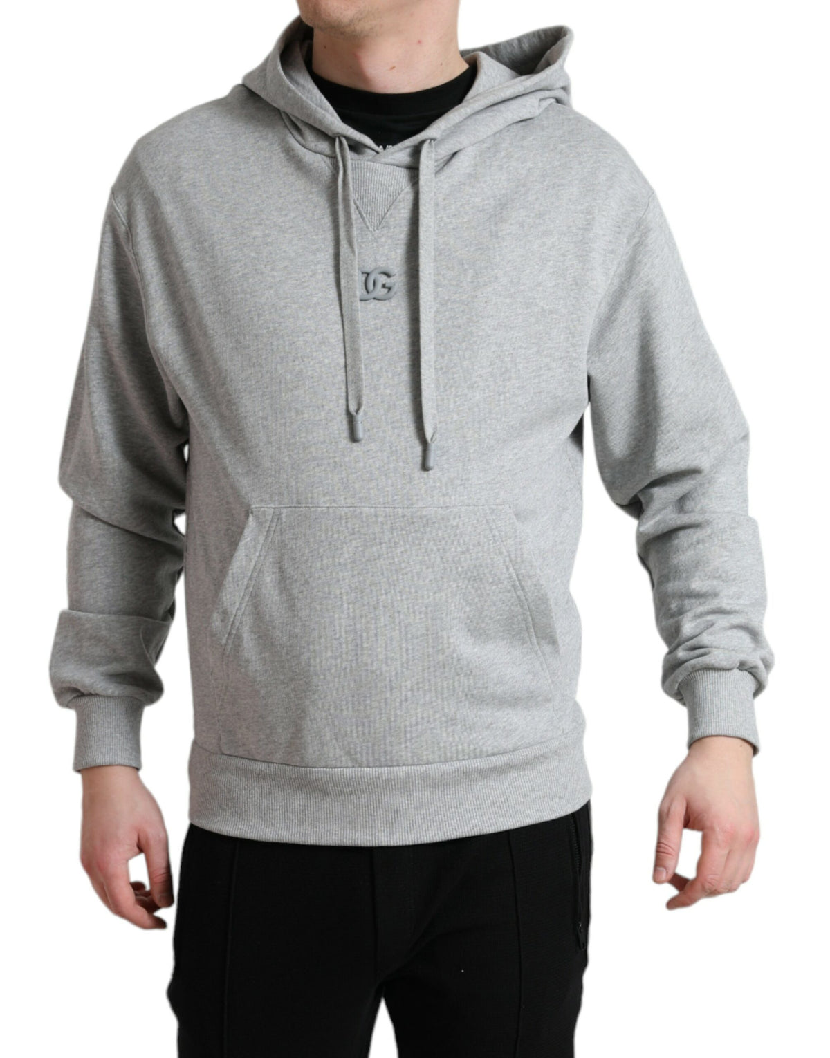 New Dolce & Gabbana Gray Cotton Logo Hooded Sweatshirt Sweater