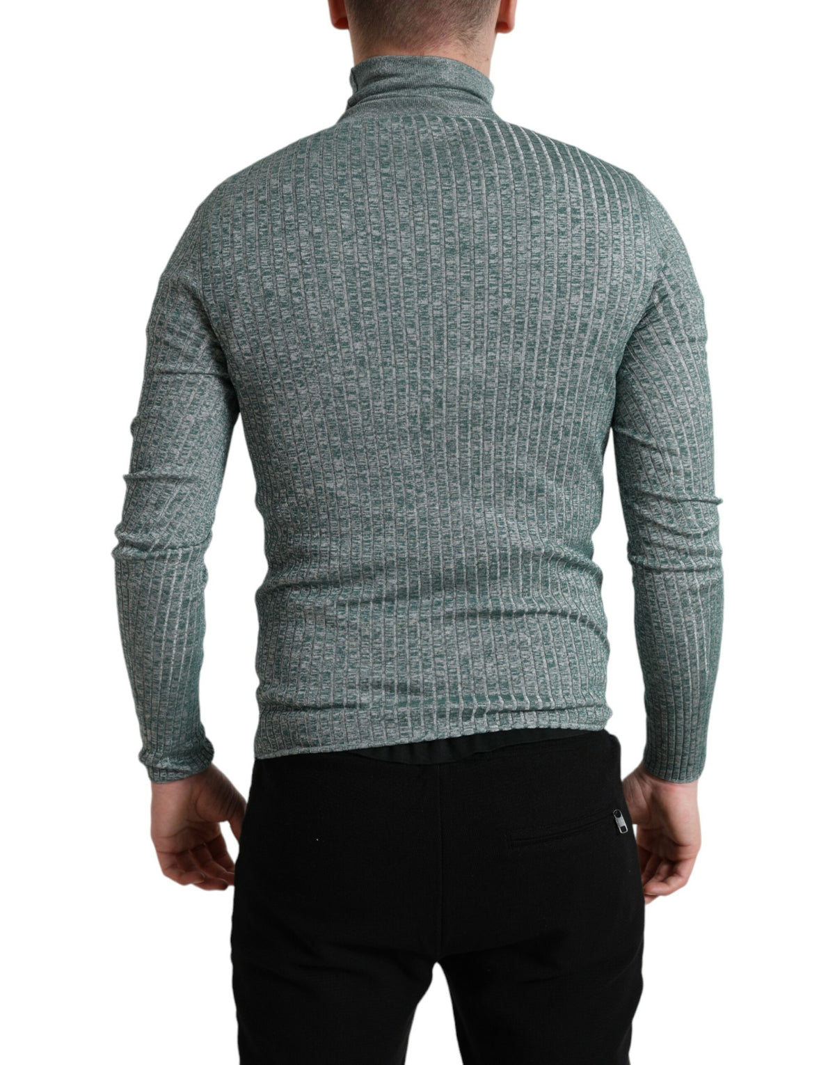 New Dolce & Gabbana Green Turtleneck Pullover Sweater