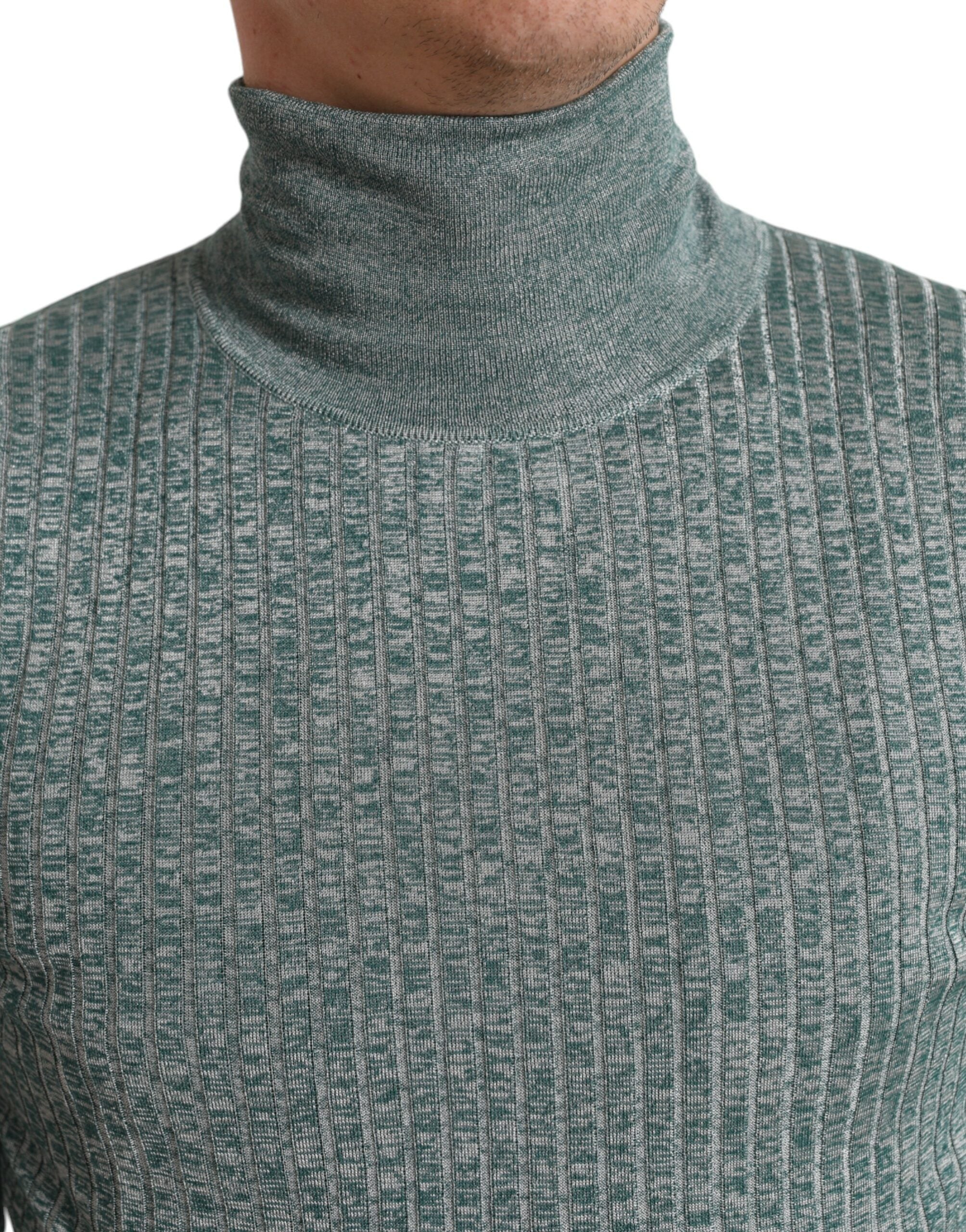 New Dolce & Gabbana Green Turtleneck Pullover Sweater