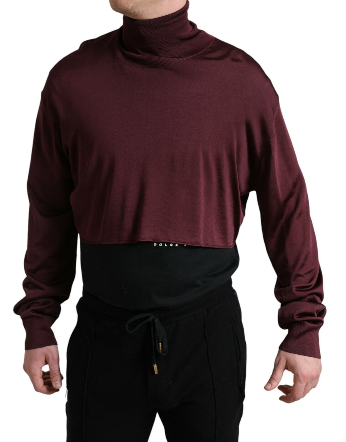 New Dolce & Gabbana Maroon Turtleneck Pullover Sweater