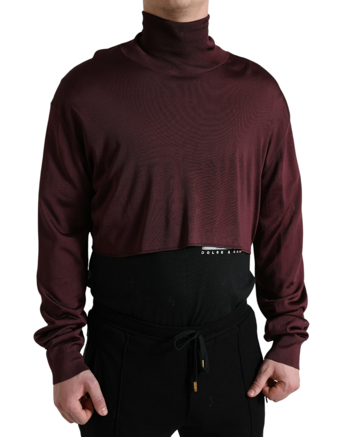 New Dolce & Gabbana Maroon Turtleneck Pullover Sweater