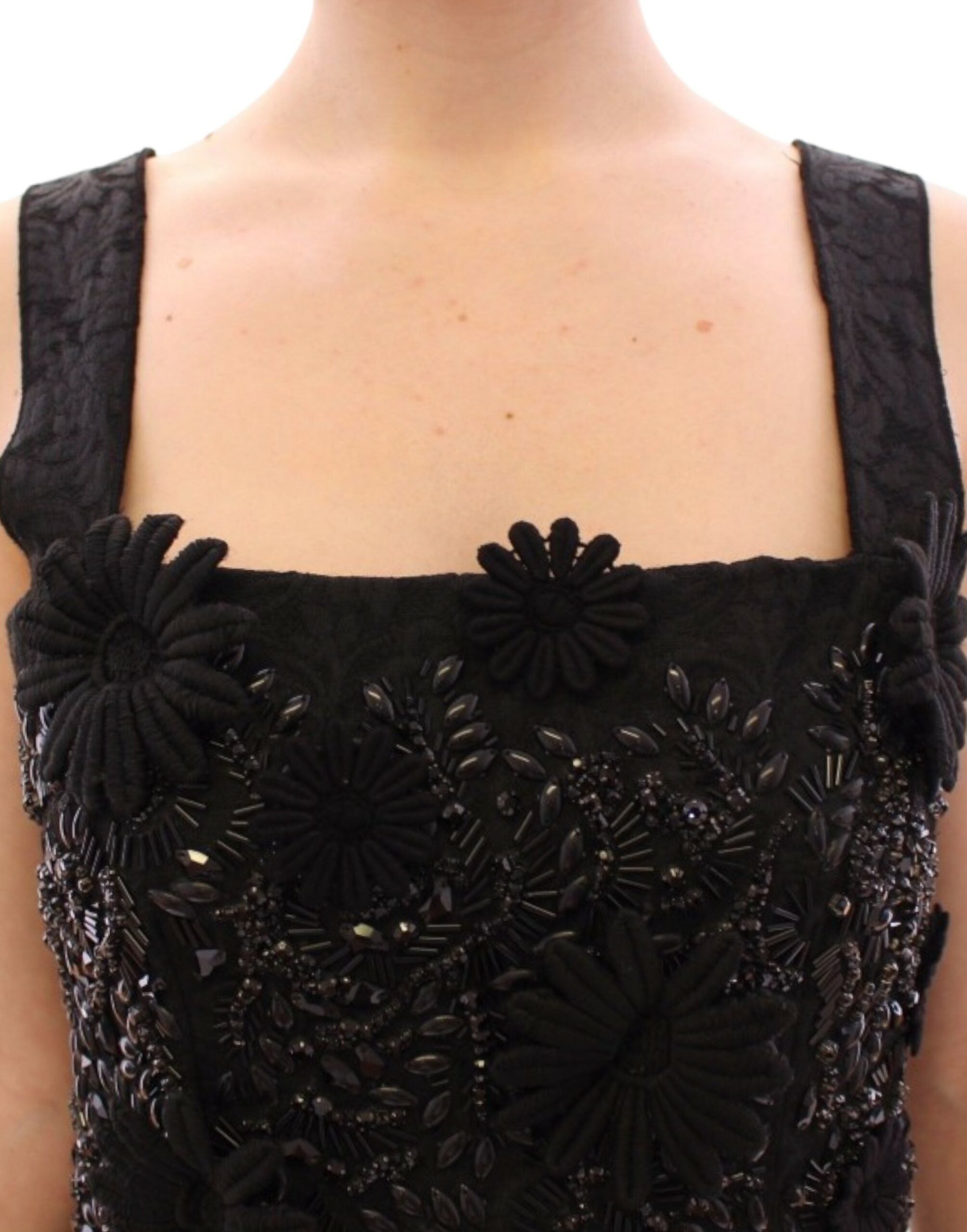 Dolce & Gabbana Black floral crystal embedded dress - PreLoved & Luxe
