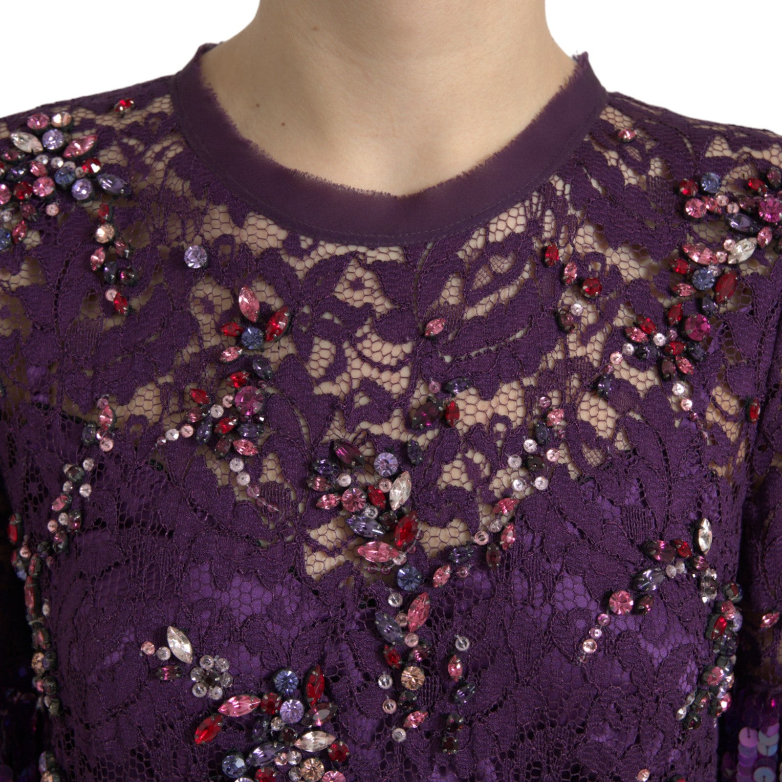 Dolce & Gabbana Purple floral lace crystal embedded dress - PreLoved & Luxe