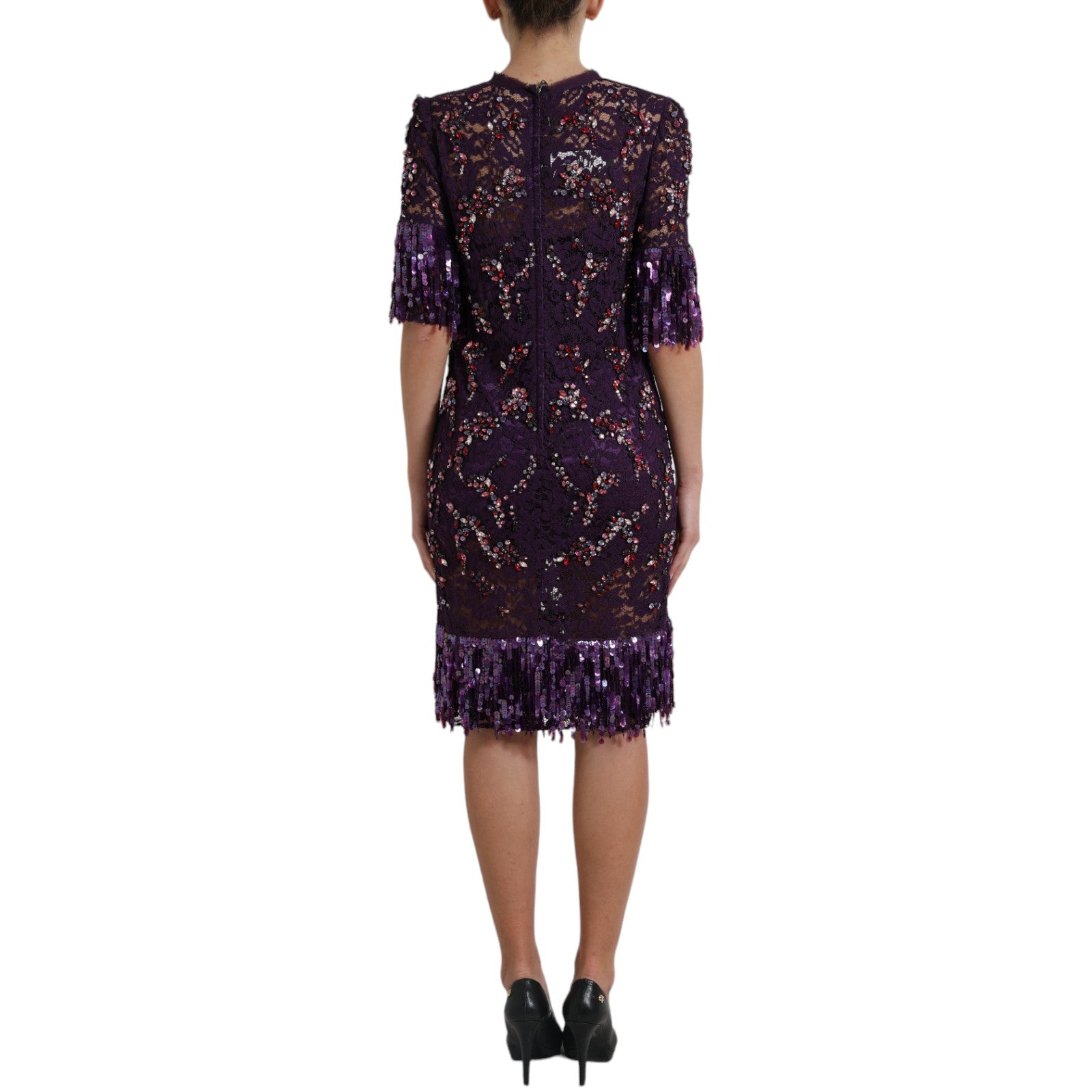 Dolce & Gabbana Purple floral lace crystal embedded dress - PreLoved & Luxe