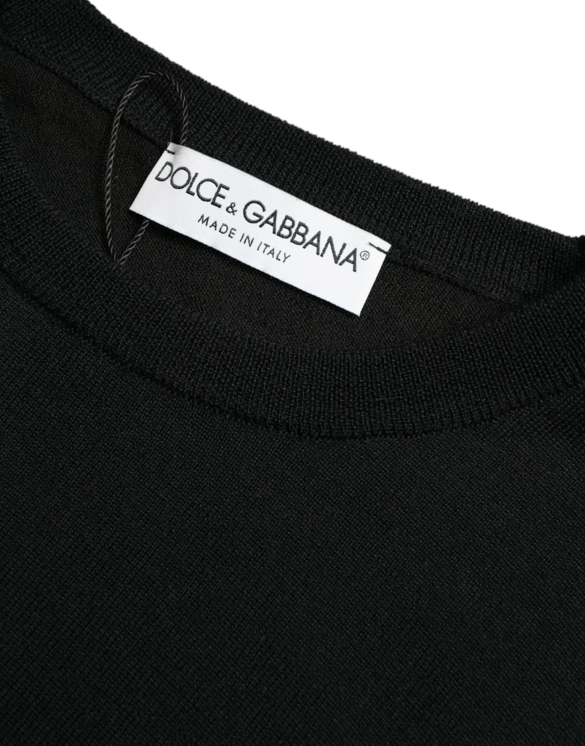 New Dolce & Gabbana Black Wool Round Neck Pullover Sweater