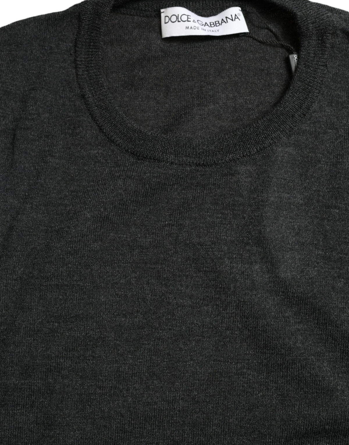 New Dolce & Gabbana Gray Wool Round Neck Pullover Sweater