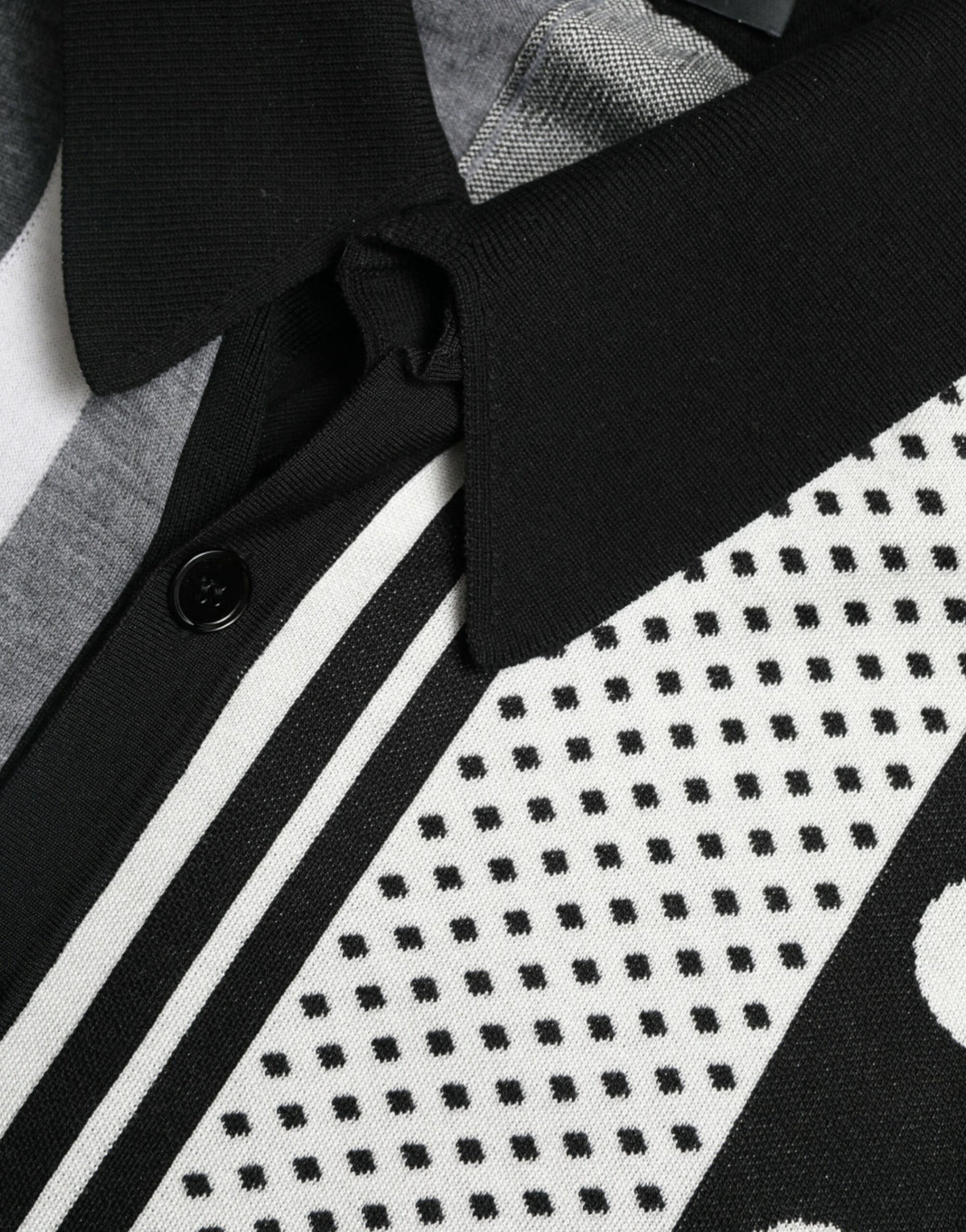 New Dolce & Gabbana Black White Jumper Cardigan Polo Sweater