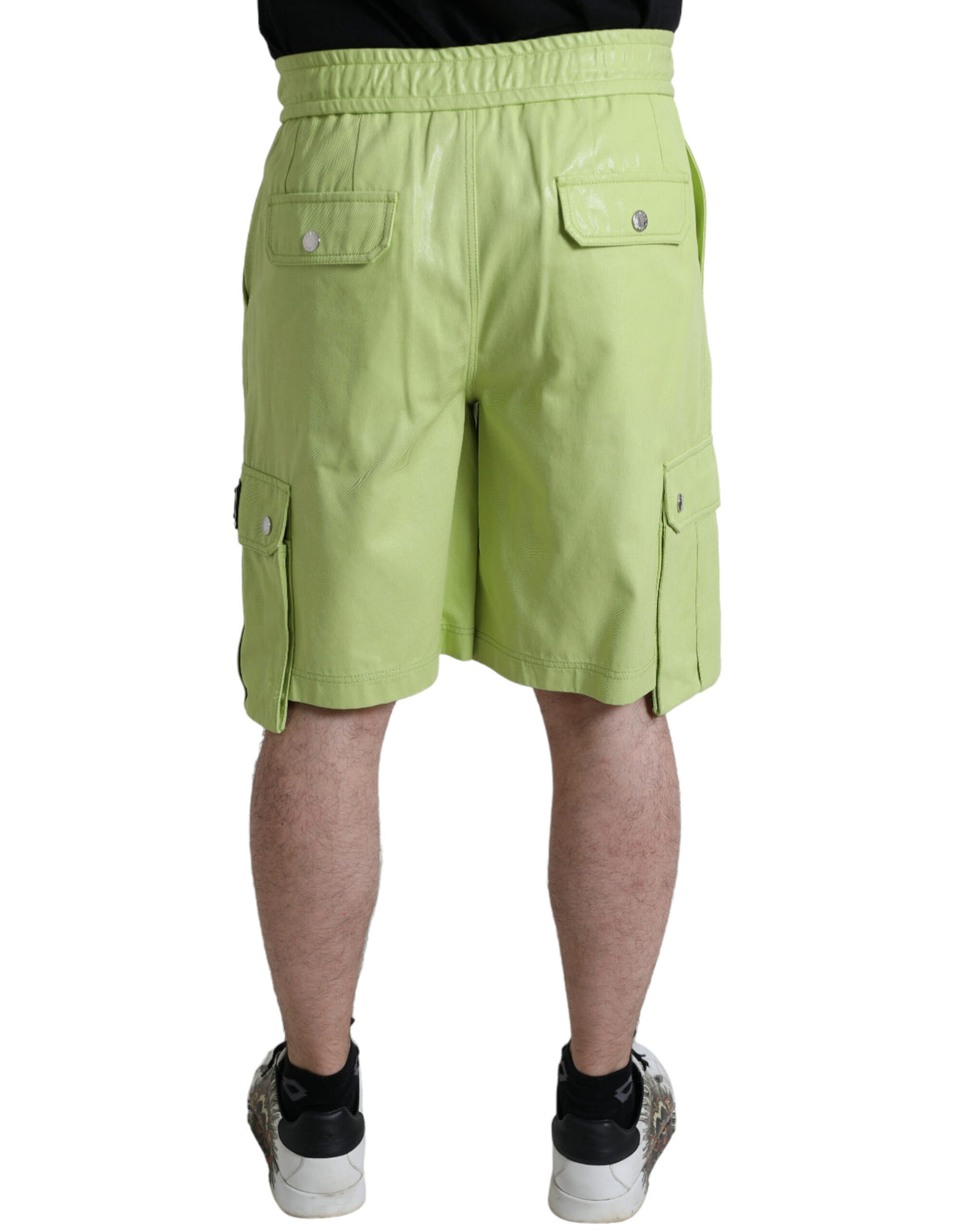 New Dolce & Gabbana Light Green Cotton Men Cargo Bermuda Shorts