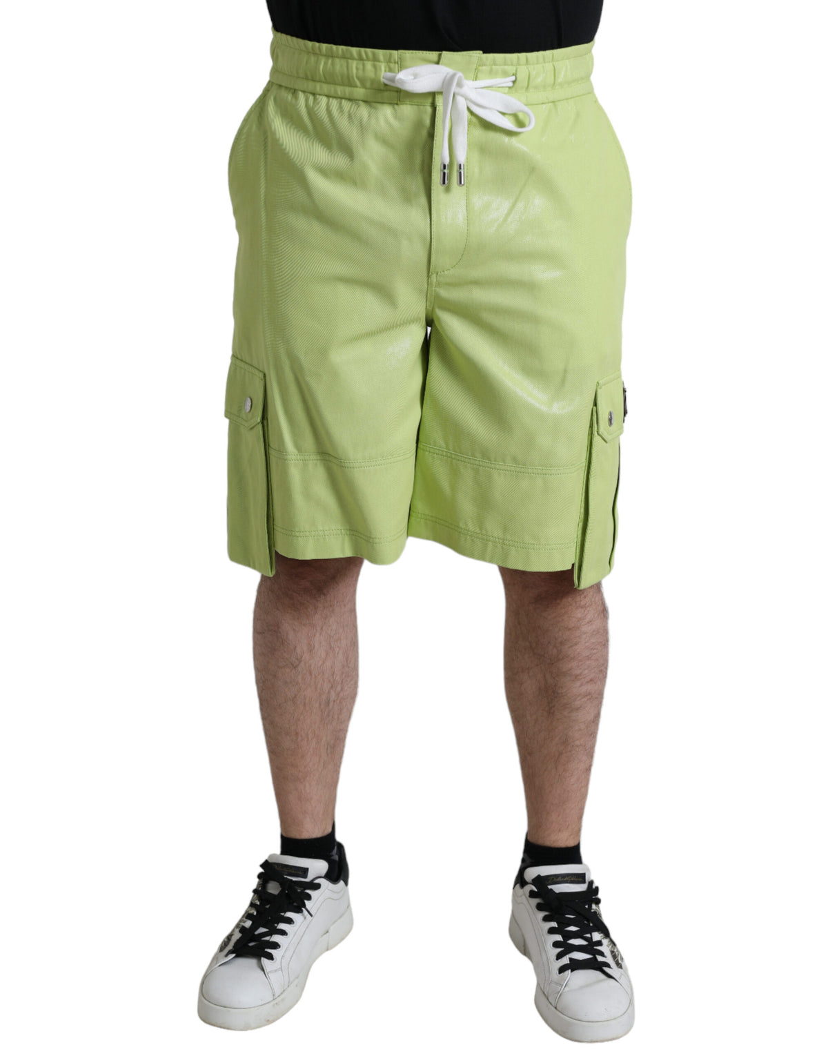 New Dolce & Gabbana Light Green Cotton Men Cargo Bermuda Shorts