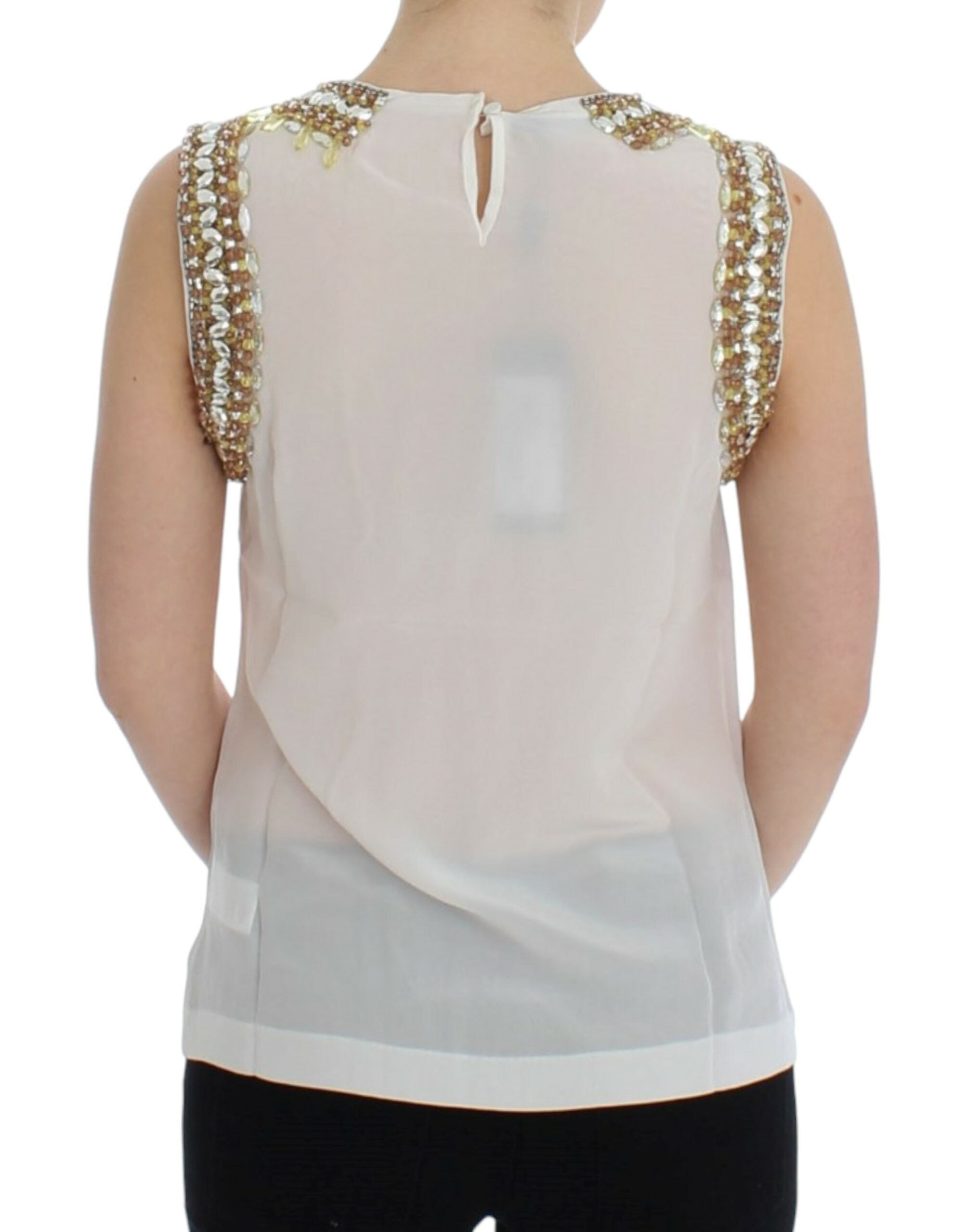 Dolce & Gabbana White crystal embellished tank top - PreLoved & Luxe