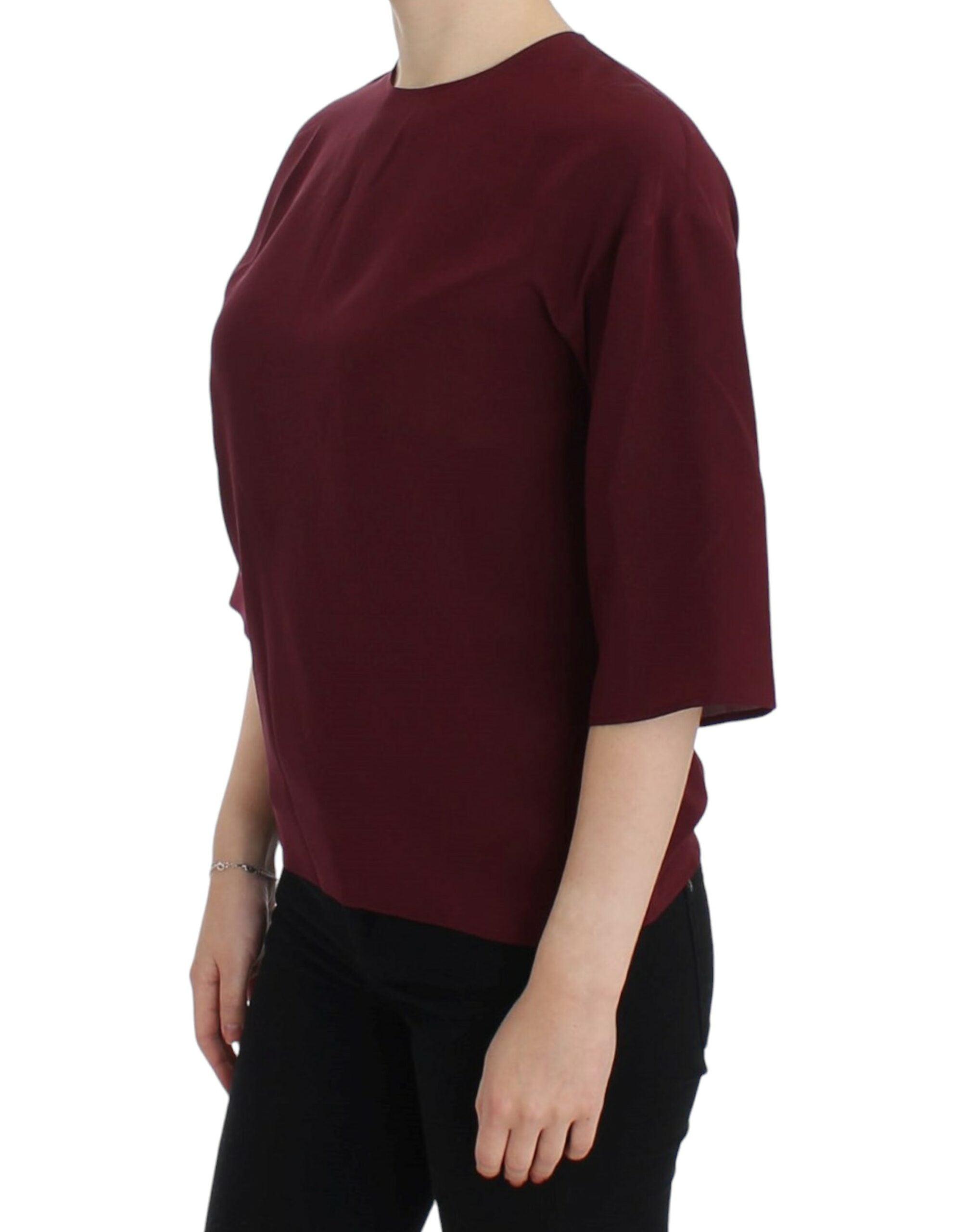 Dolce & Gabbana Red 3/4 sleeve silk blouse - PreLoved & Luxe