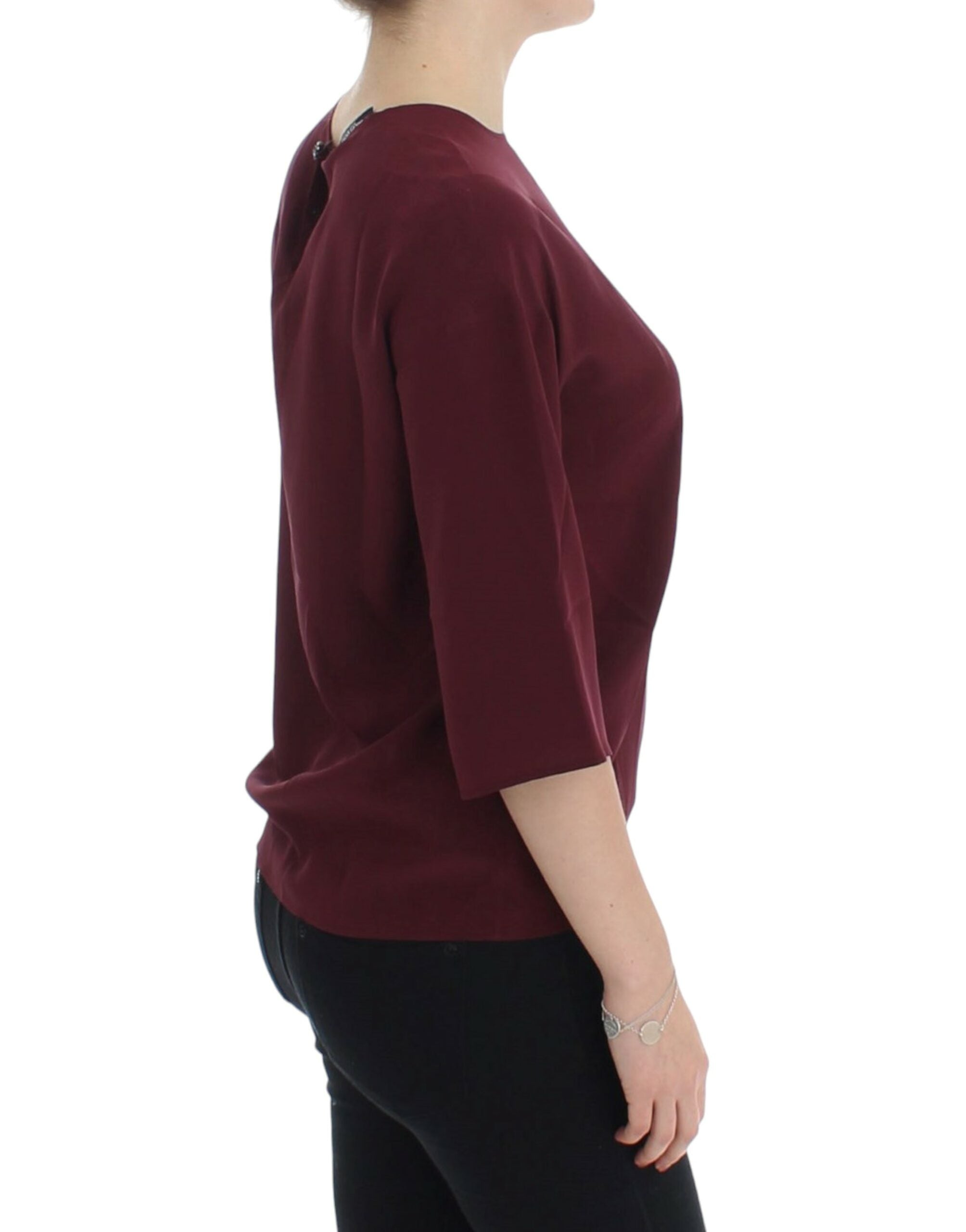 Dolce & Gabbana Red 3/4 sleeve silk blouse - PreLoved & Luxe