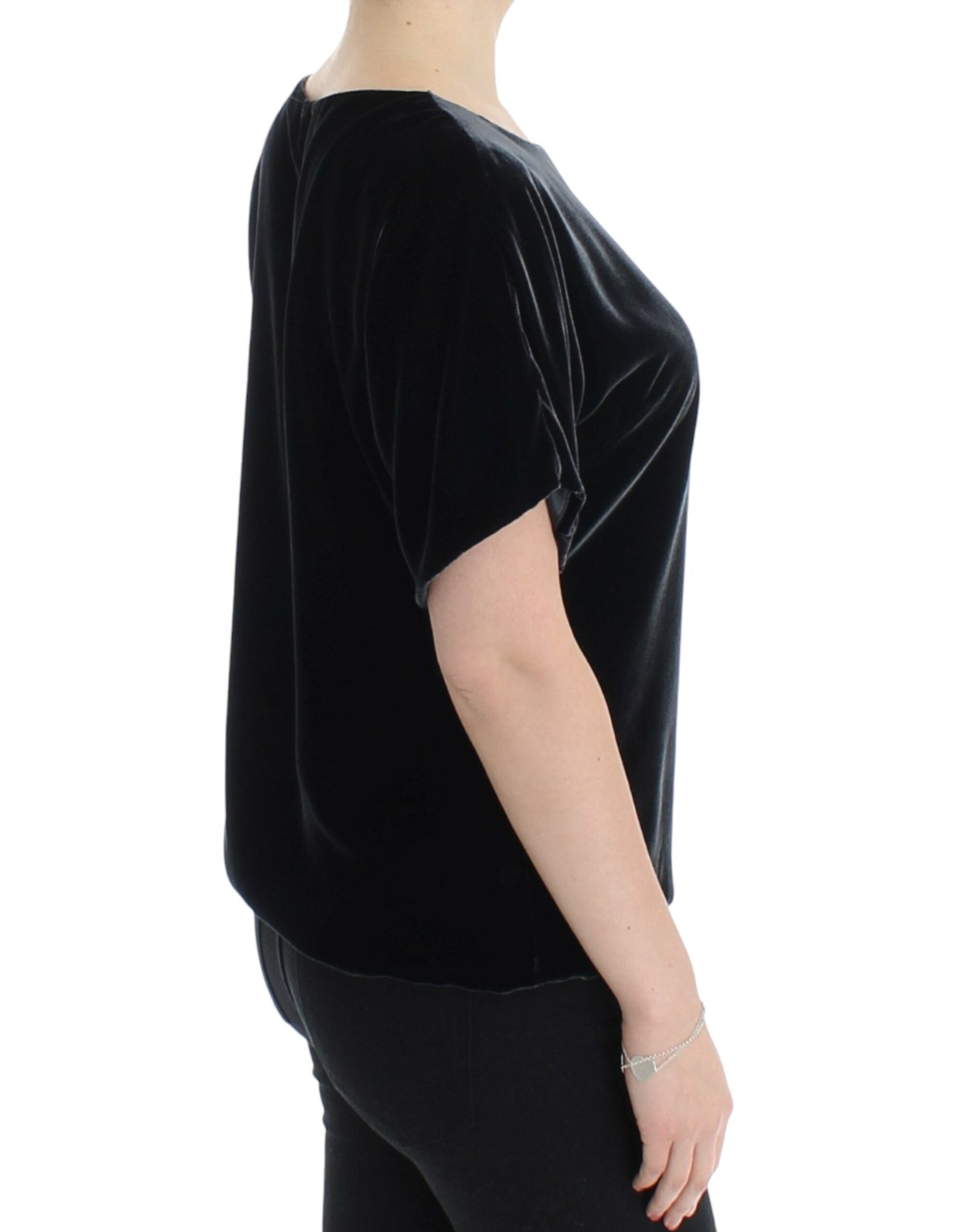 Dolce & Gabbana Black velvet shortsleeved blouse - PreLoved & Luxe