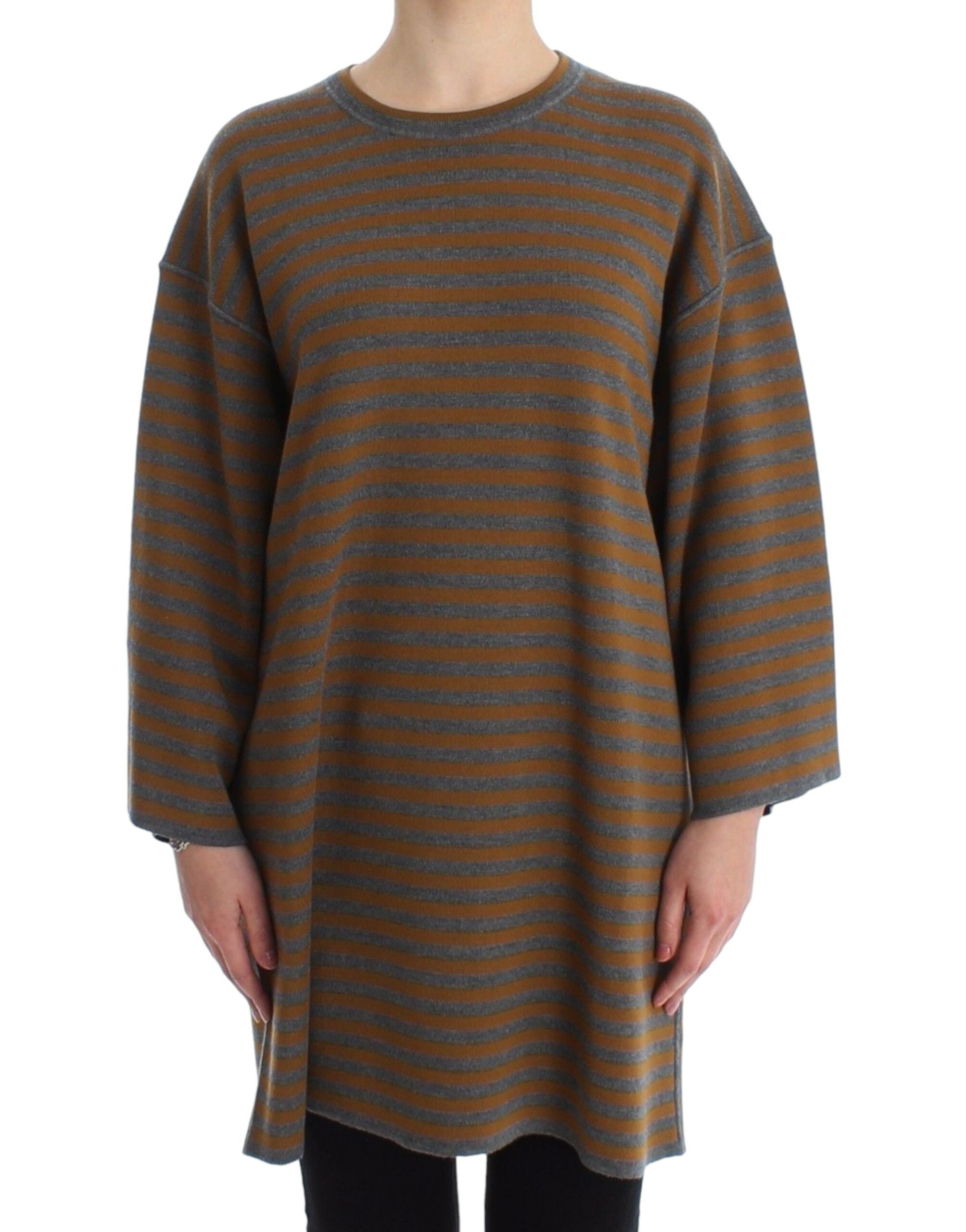 Dolce & Gabbana Oversized Gray Yellow Striped Sweater Top - PreLoved & Luxe