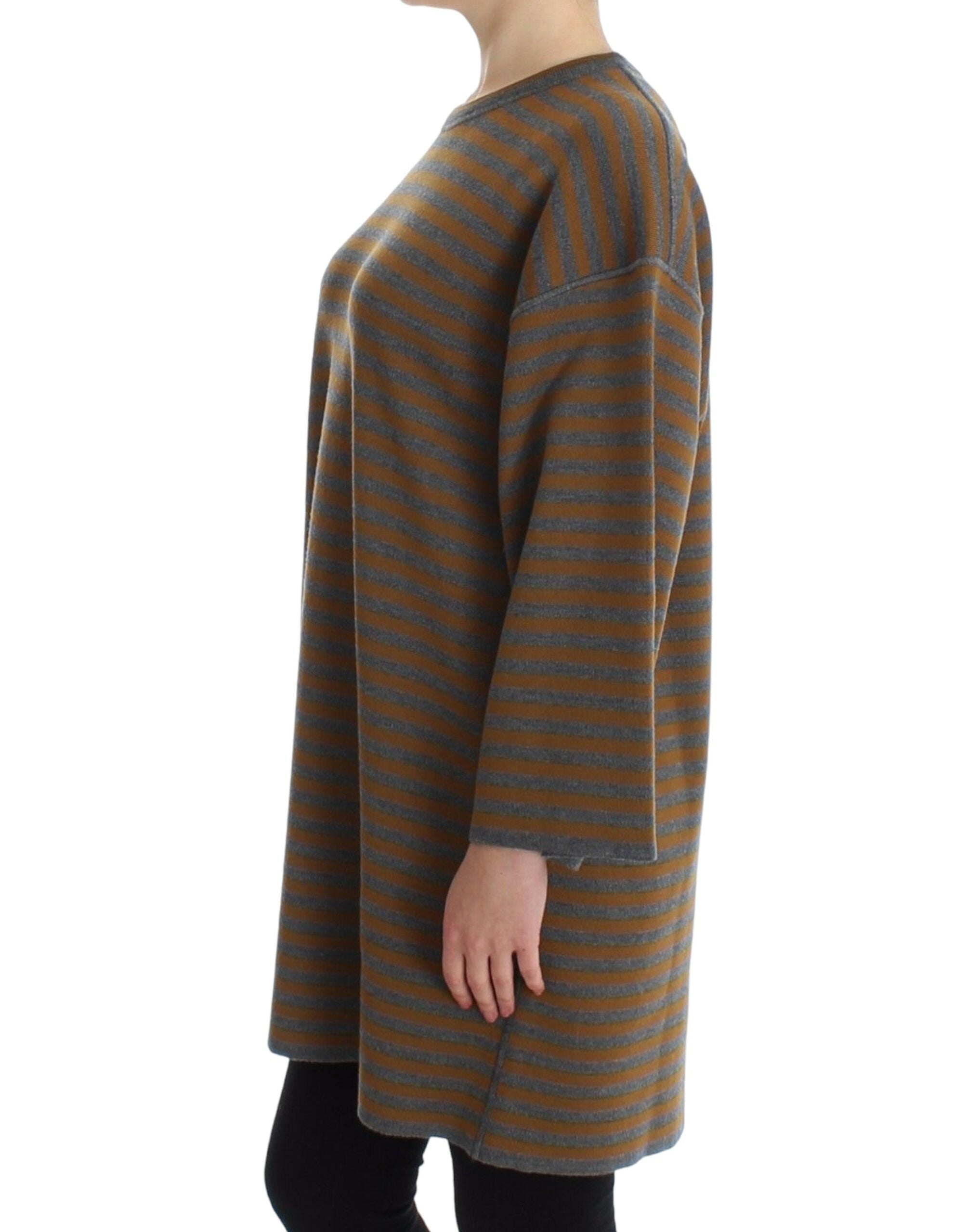 Dolce & Gabbana Oversized Gray Yellow Striped Sweater Top - PreLoved & Luxe
