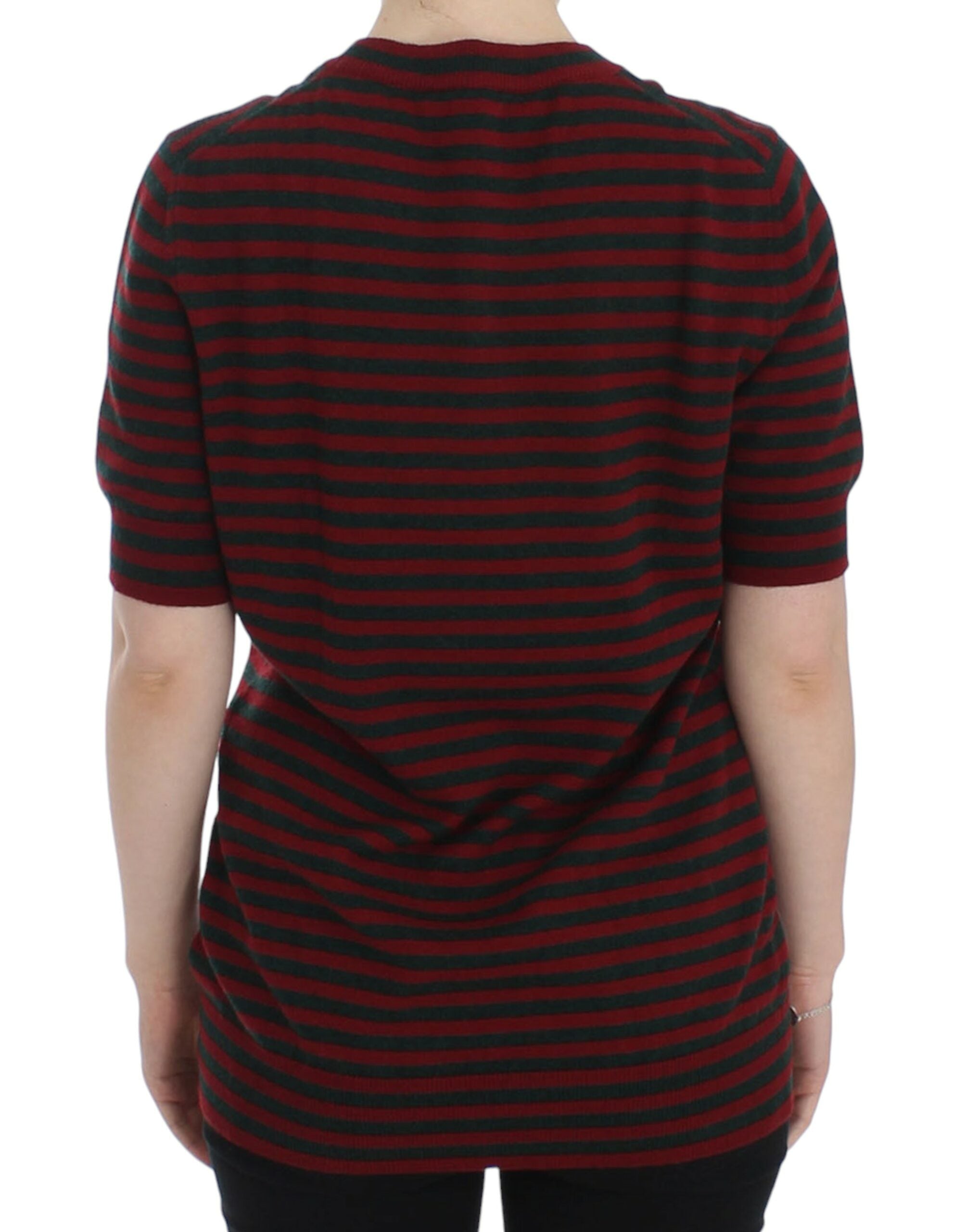Dolce & Gabbana Red Gray Cashmere Short Sleeve Sweater - PreLoved & Luxe