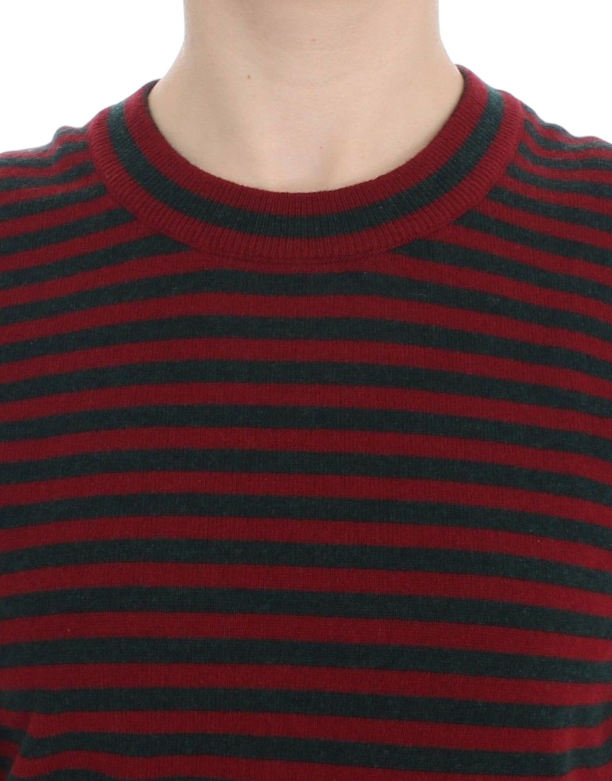 Dolce & Gabbana Red Gray Cashmere Short Sleeve Sweater - PreLoved & Luxe
