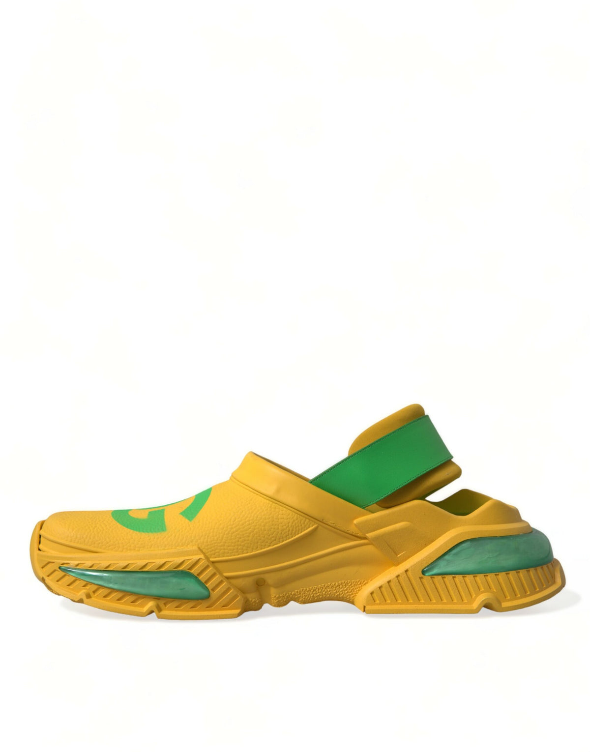 New Dolce & Gabbana Yellow Green Rubber Clogs Men Slippers Men Shoes