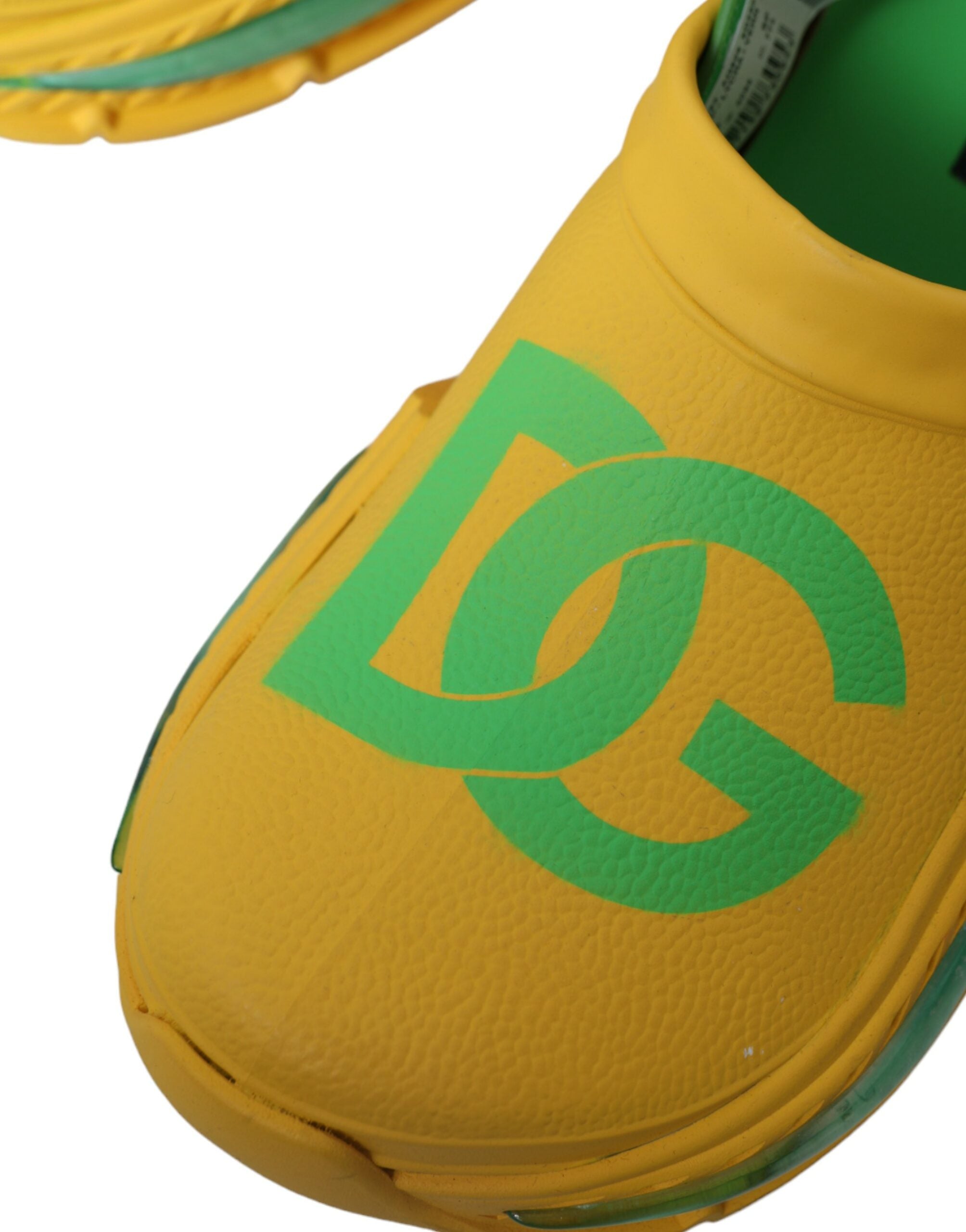 New Dolce & Gabbana Yellow Green Rubber Clogs Men Slippers Men Shoes
