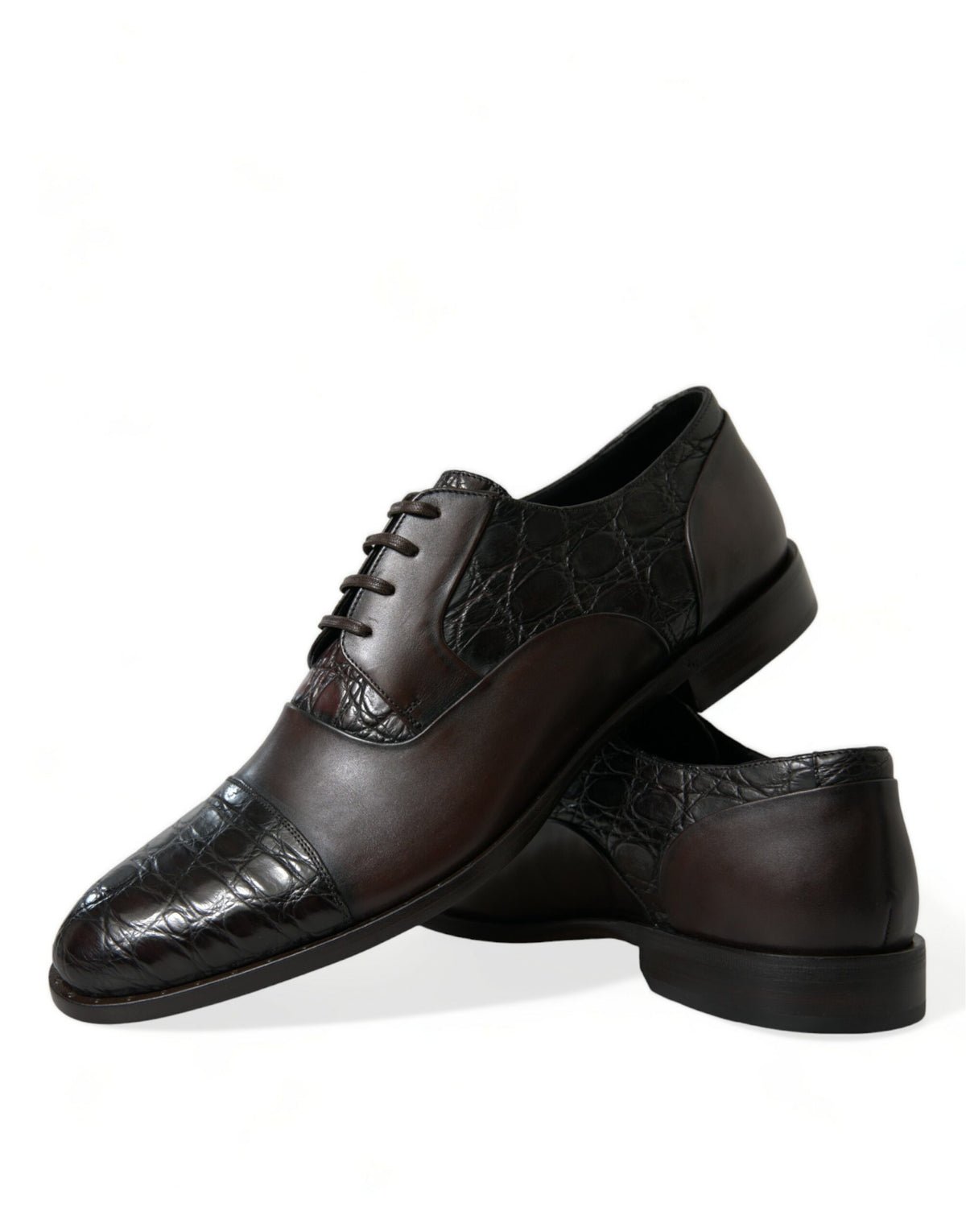 New Dolce & Gabbana Brown Exotic Leather Formal Men Dress Shoes
