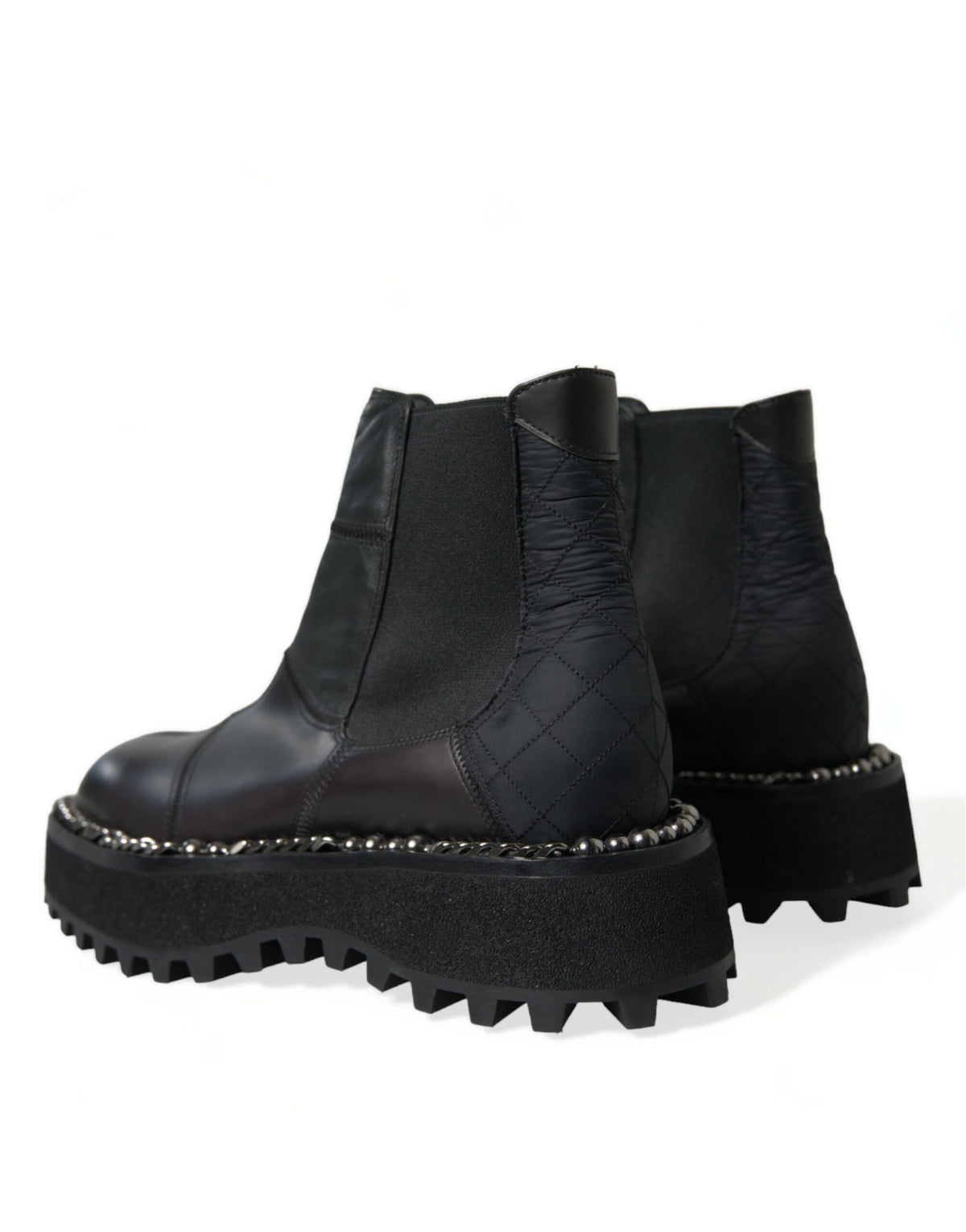 New Dolce & Gabbana Black Leather Slip On Stretch Chelsea Boots Shoes