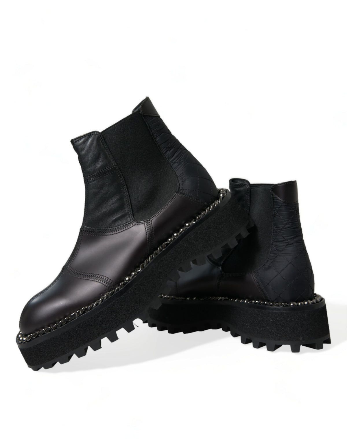New Dolce & Gabbana Black Leather Slip On Stretch Chelsea Boots Shoes