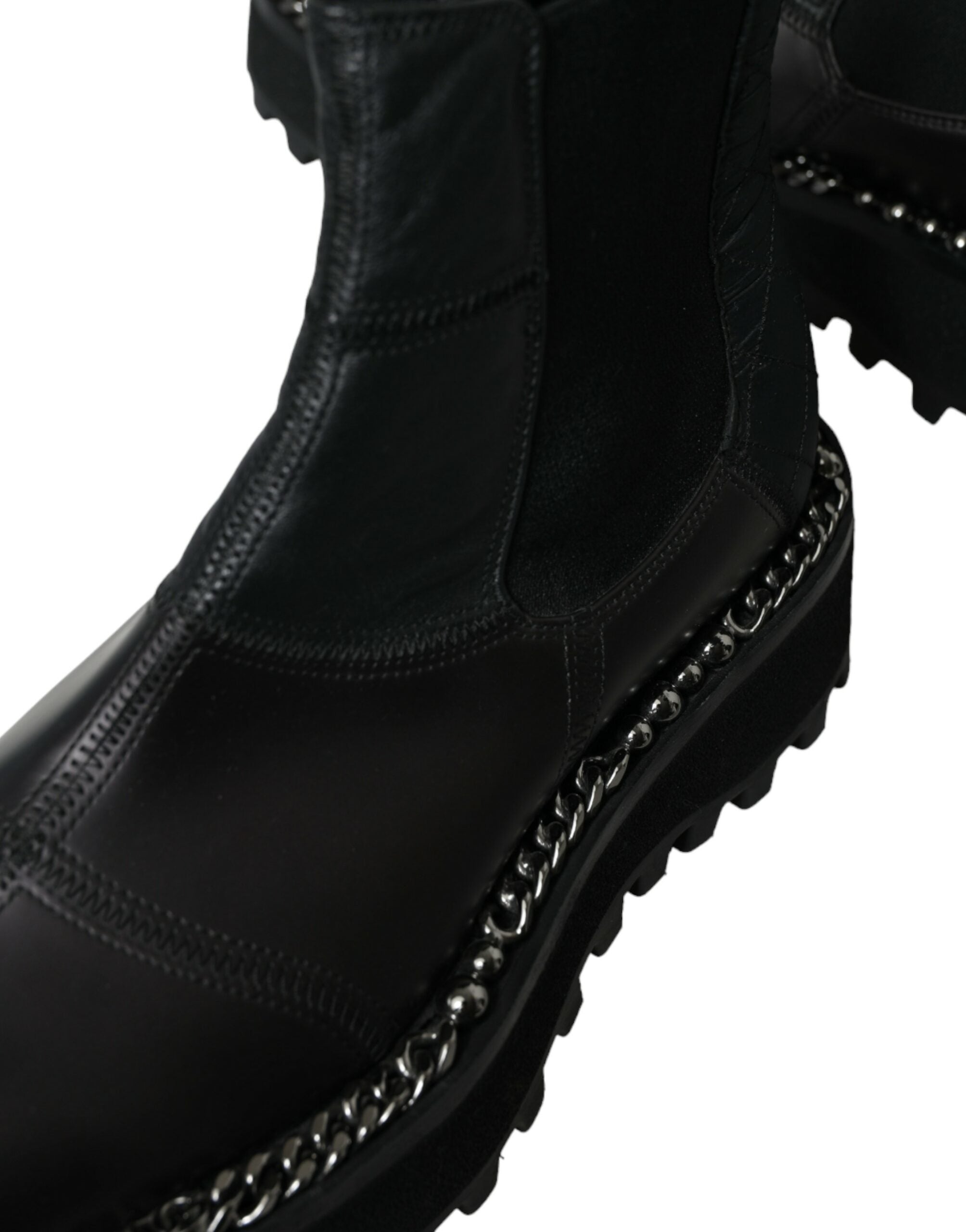 New Dolce & Gabbana Black Leather Slip On Stretch Chelsea Boots Shoes