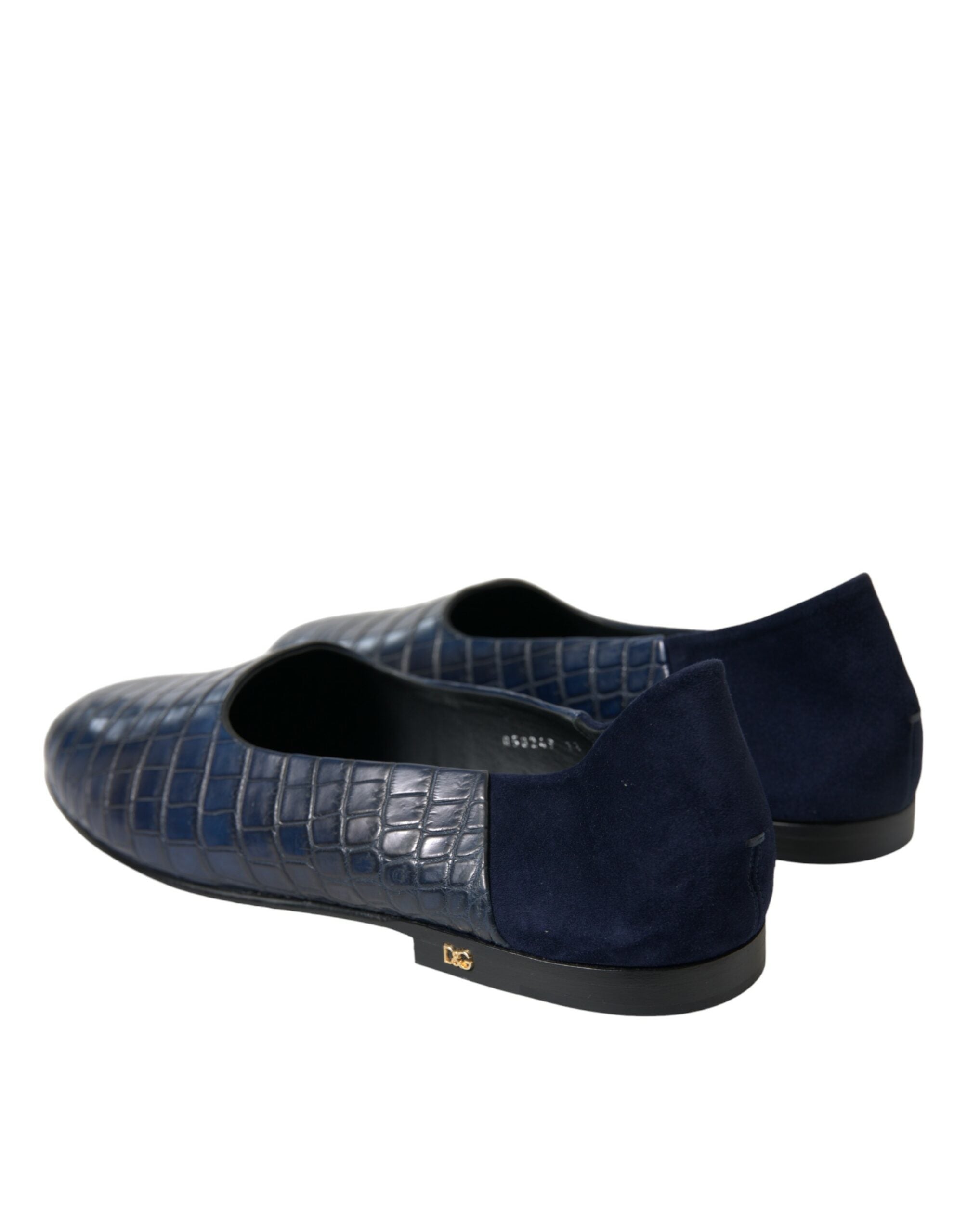 New Dolce & Gabbana Blue Crocodile Leather Loafers Slip On Shoes
