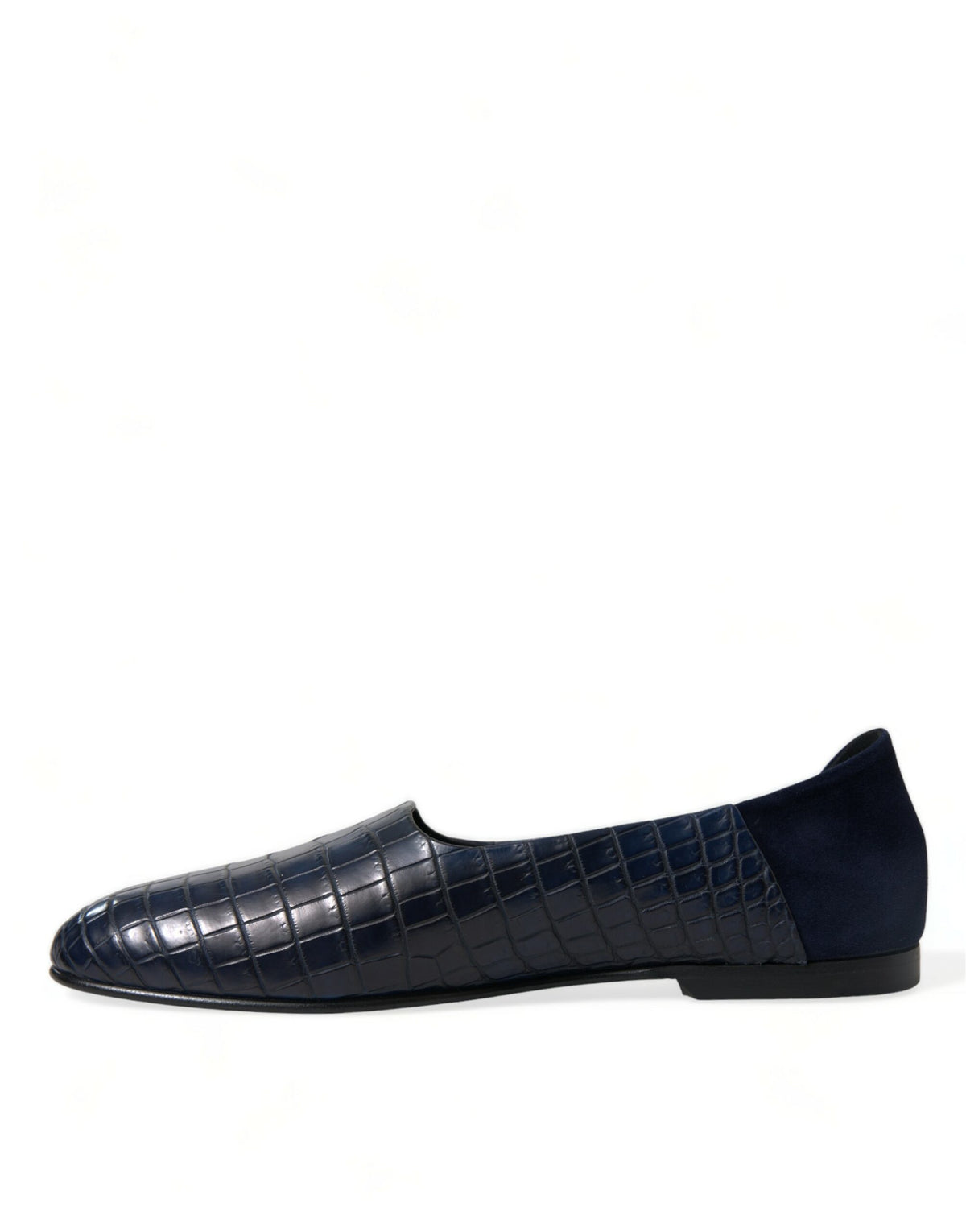 New Dolce & Gabbana Blue Crocodile Leather Loafers Slip On Shoes