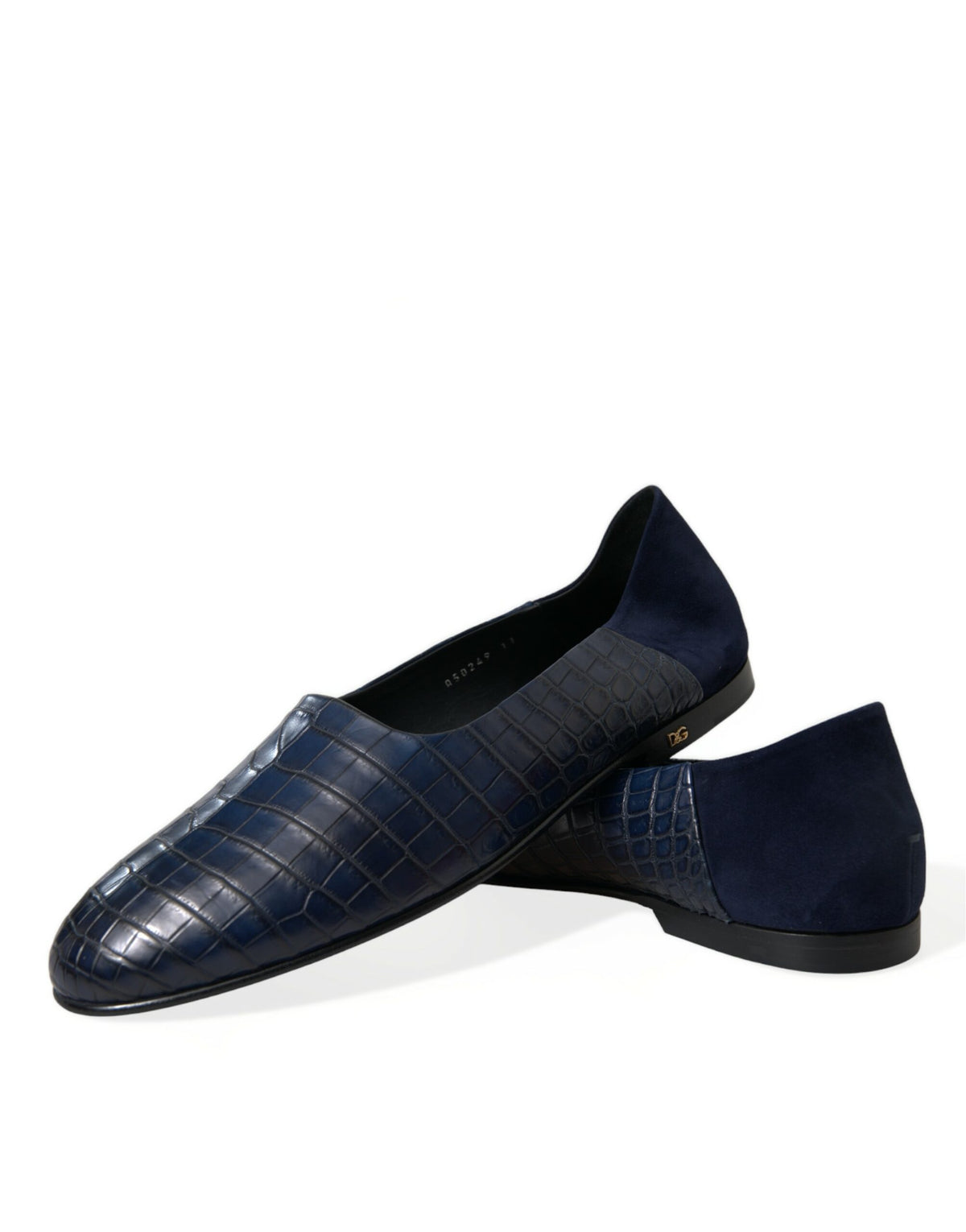 New Dolce & Gabbana Blue Crocodile Leather Loafers Slip On Shoes