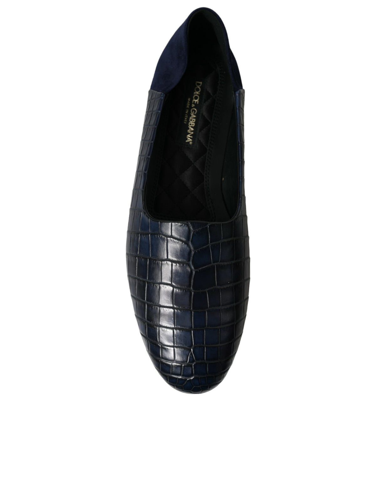 New Dolce & Gabbana Blue Crocodile Leather Loafers Slip On Shoes