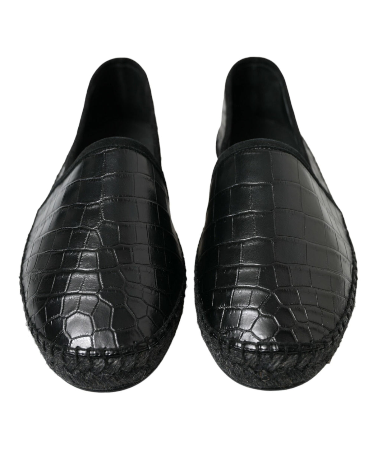 New Dolce & Gabbana Black Exotic Leather Espadrilles Slip On Shoes