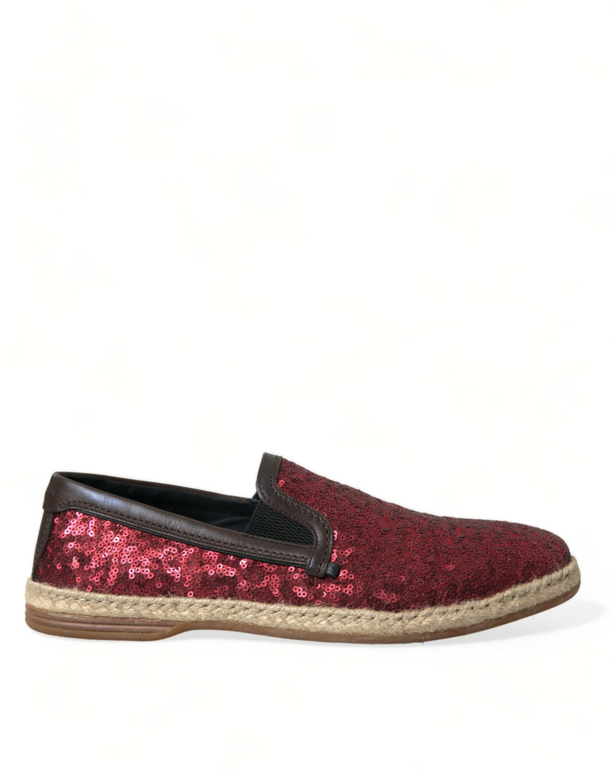 New Dolce & Gabbana Red Sequined Loafers Slippers Men Shoes