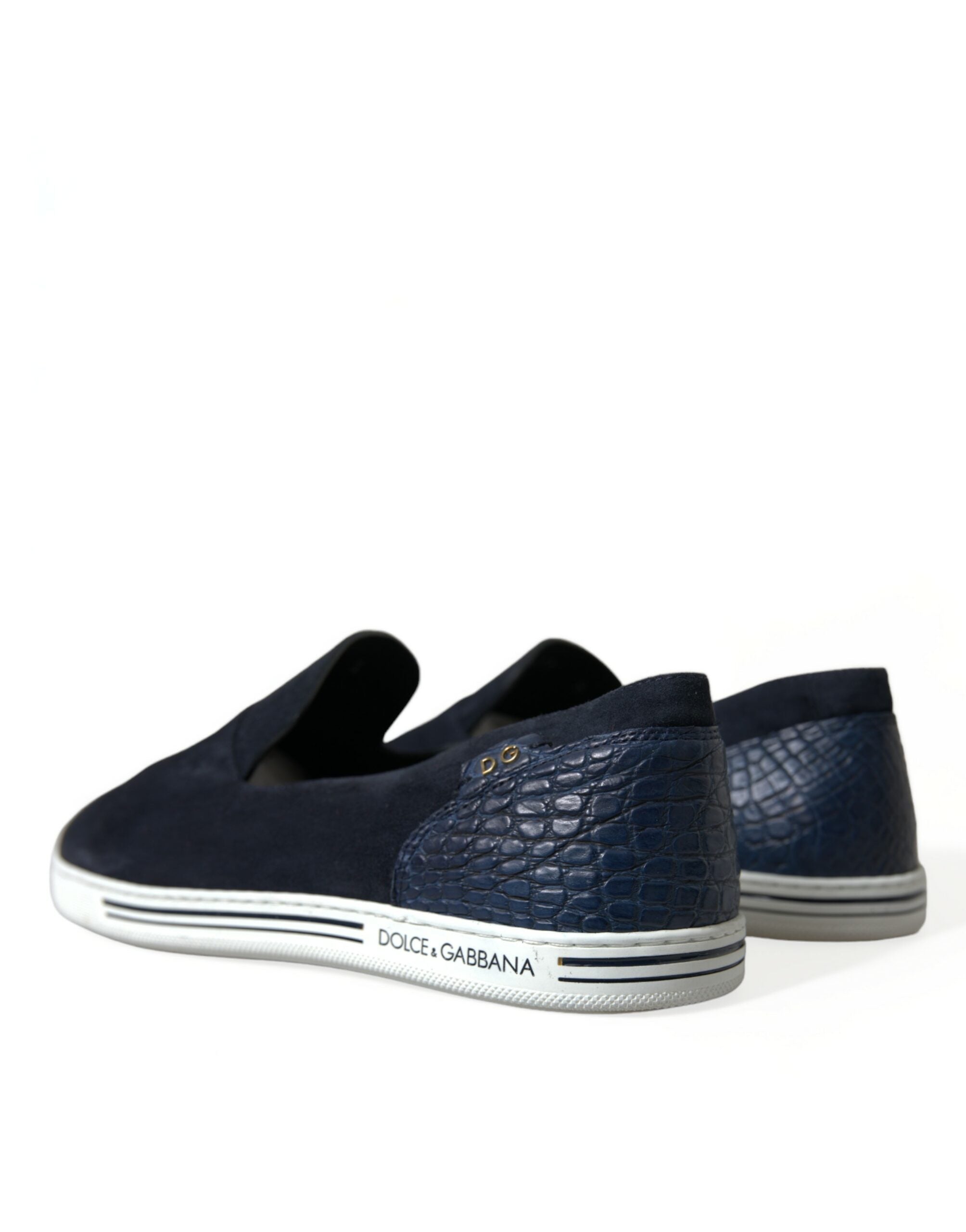 Dolce & Gabbana Blue Suede Caiman Loafers