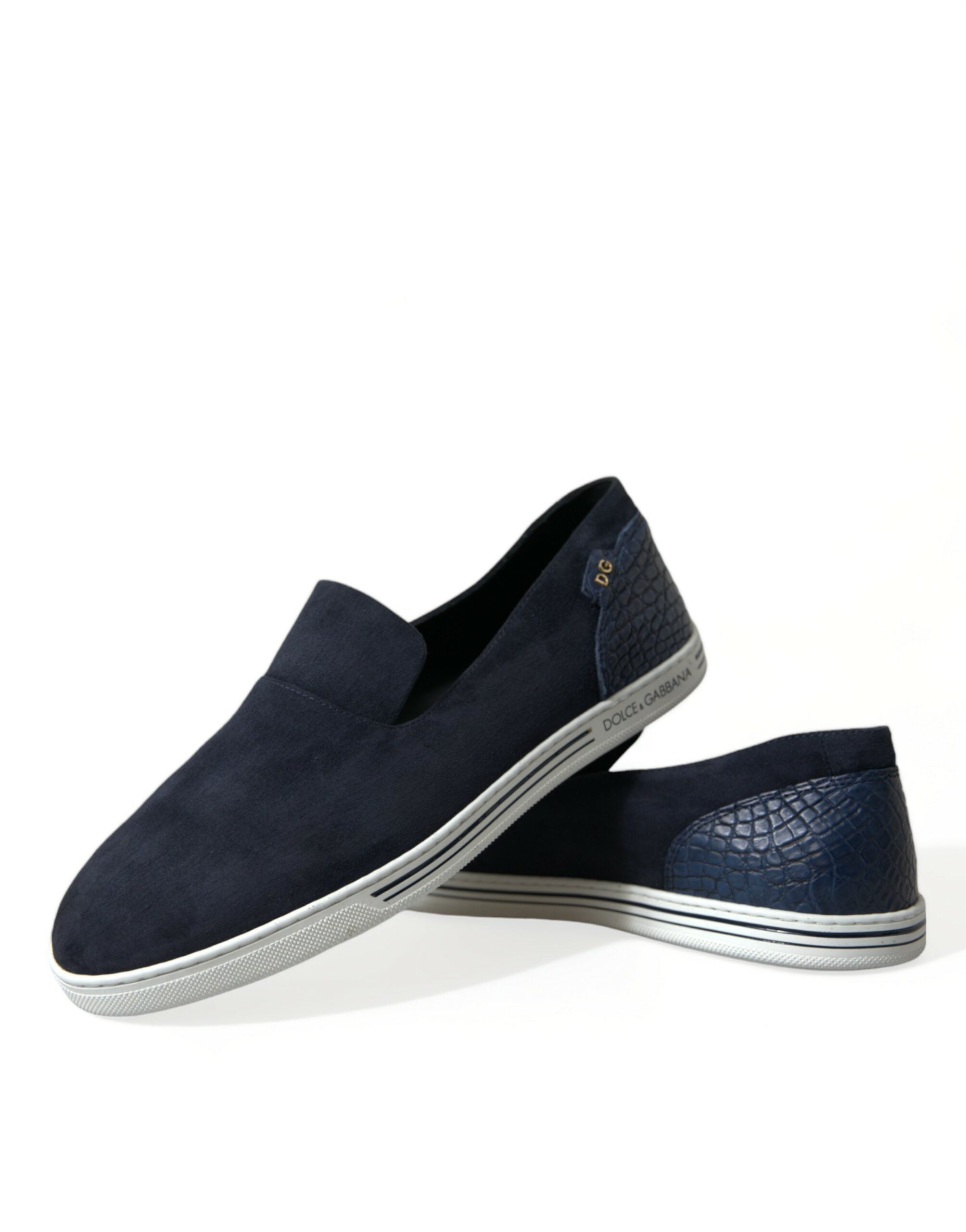 Dolce & Gabbana Blue Suede Caiman Loafers