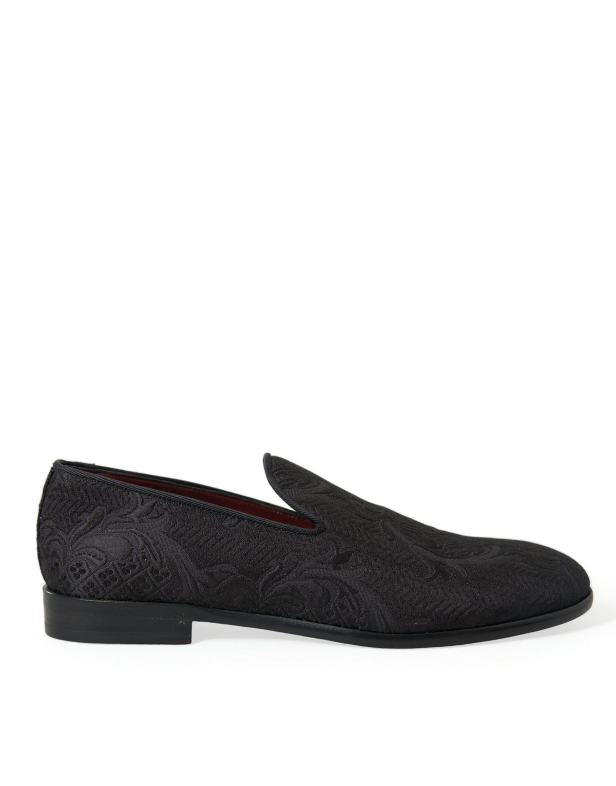 New Dolce & Gabbana Black Brocade Men Slip On Loafer Dress Shoes
