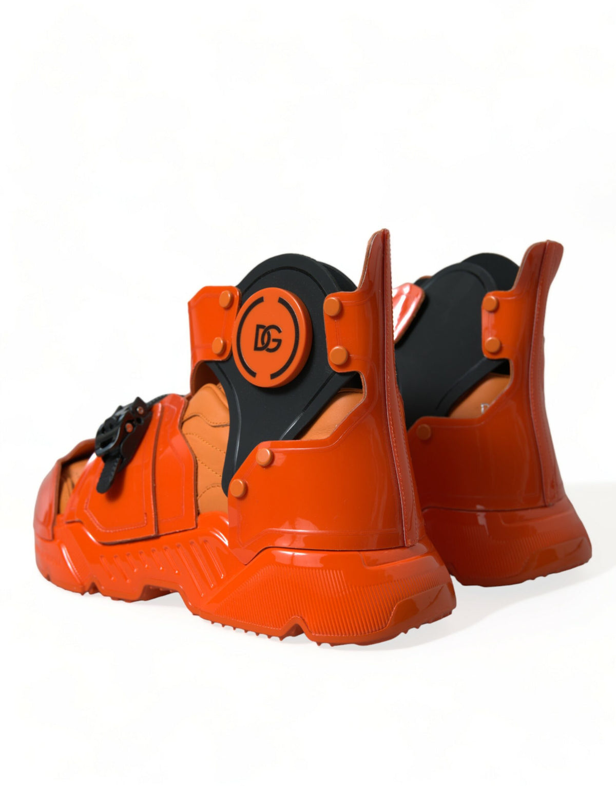 New Dolce & Gabbana Orange Multi Panel Chunky High Top Sneakers Shoes