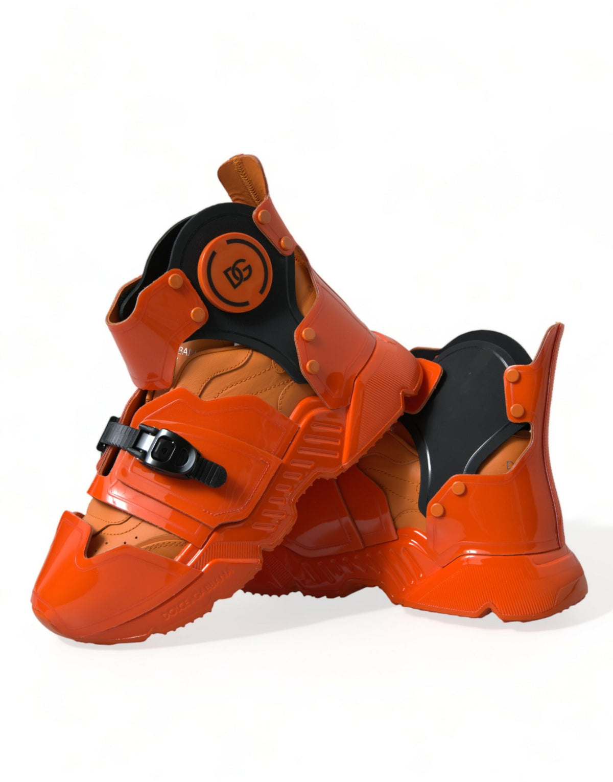 New Dolce & Gabbana Orange Multi Panel Chunky High Top Sneakers Shoes